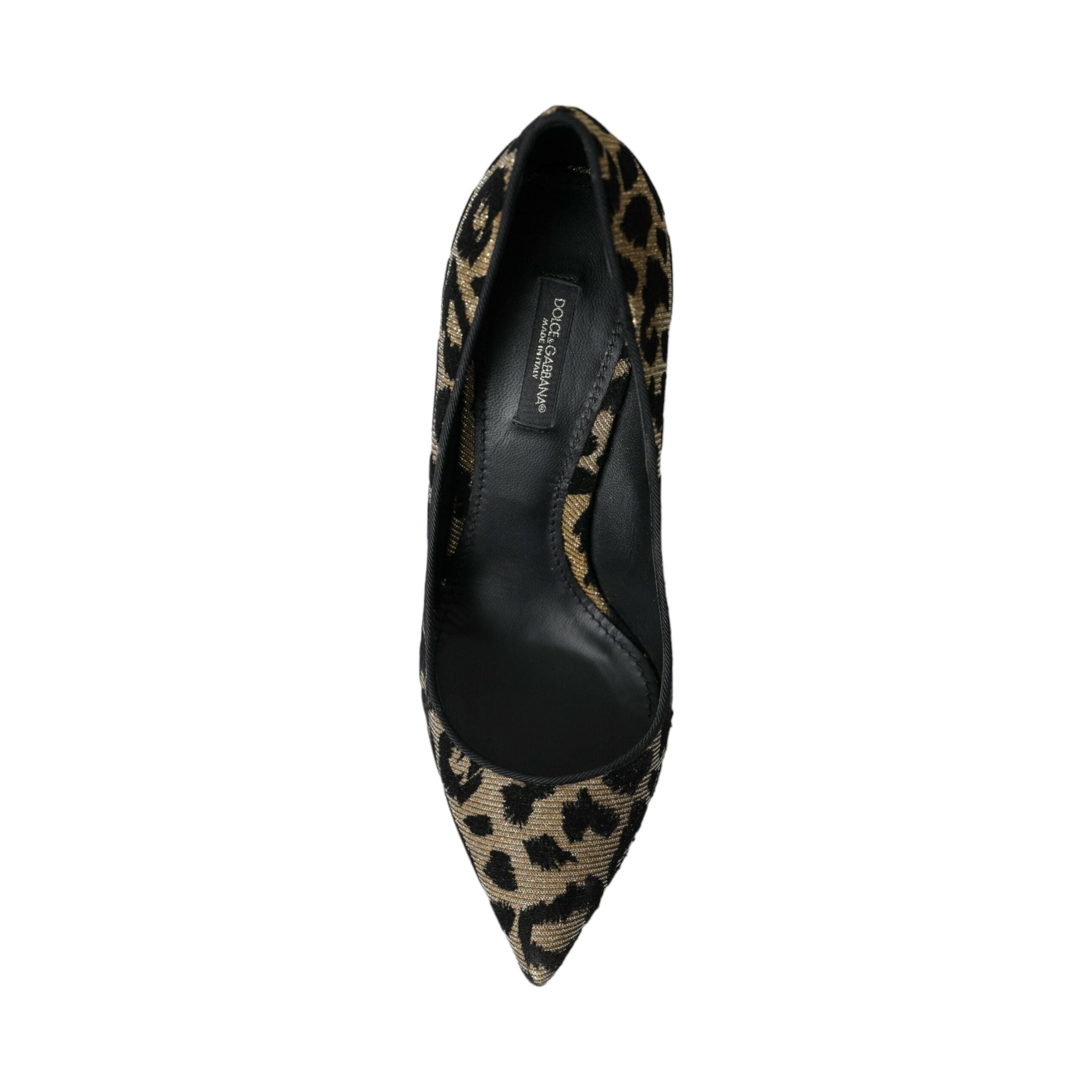 Black Gold Leopard Lurex Heels Pumps Shoes