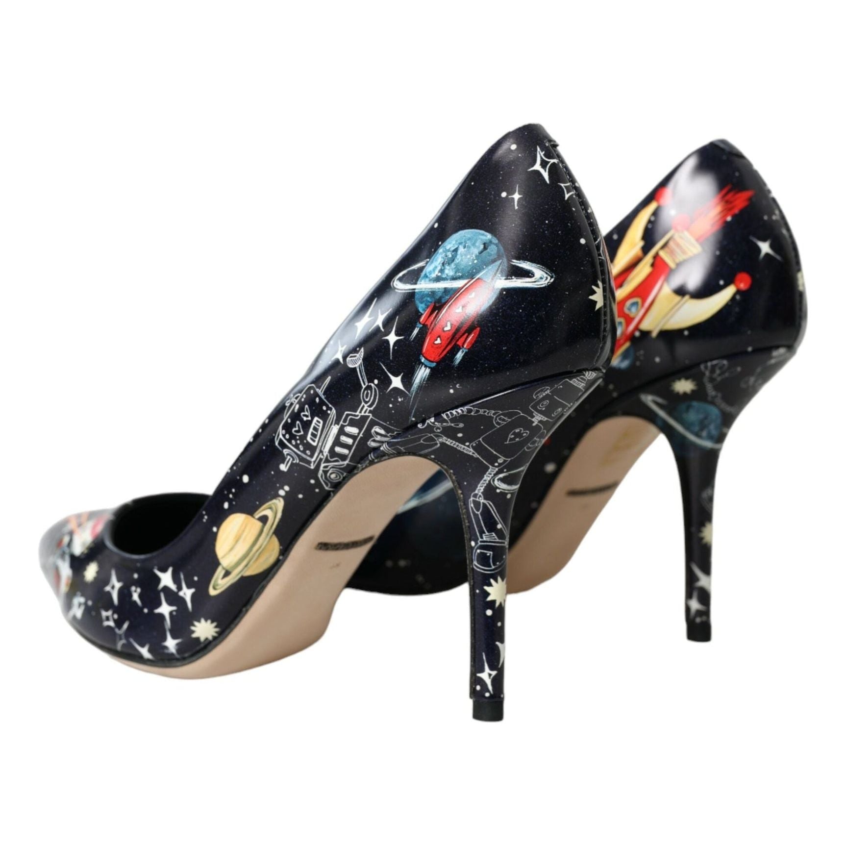 Blue Space Robot Leather Heels Pumps Shoes