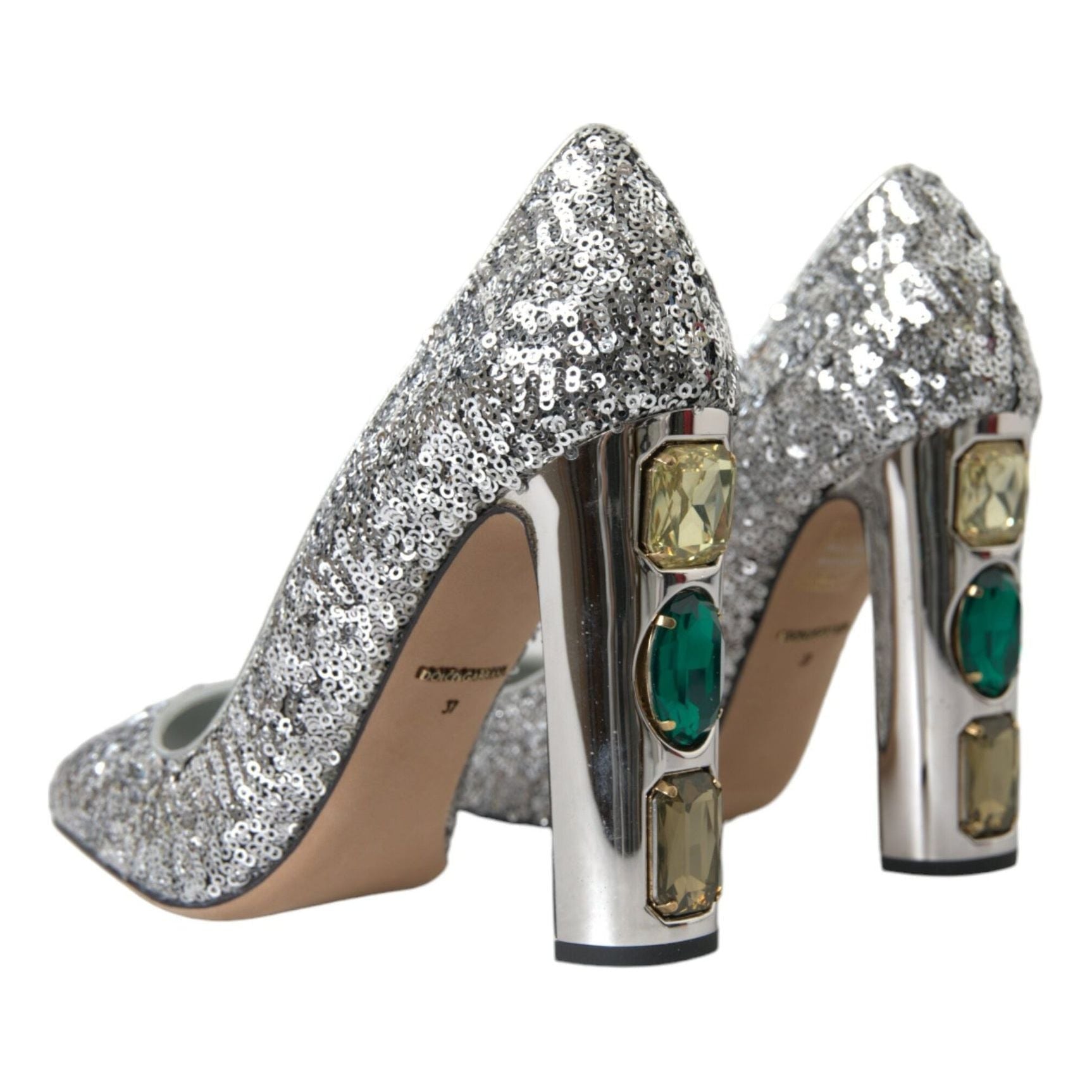 Silver Sequin Embellished Heels Pumps Shoes