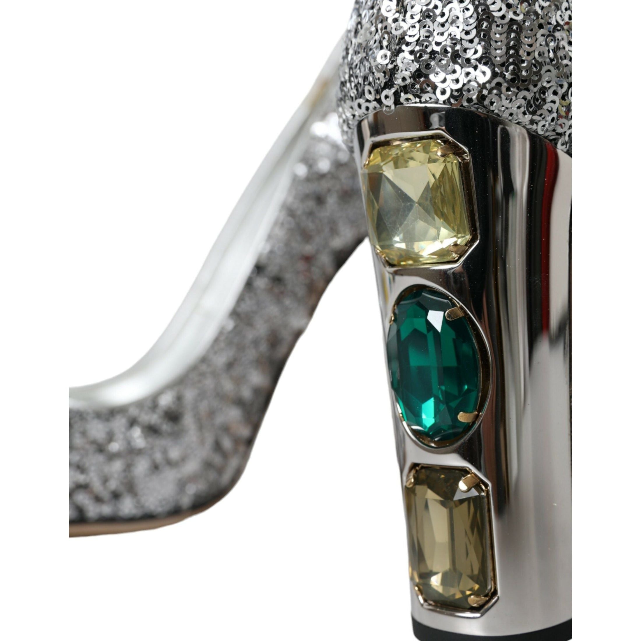 Silver Sequin Embellished Heels Pumps Shoes