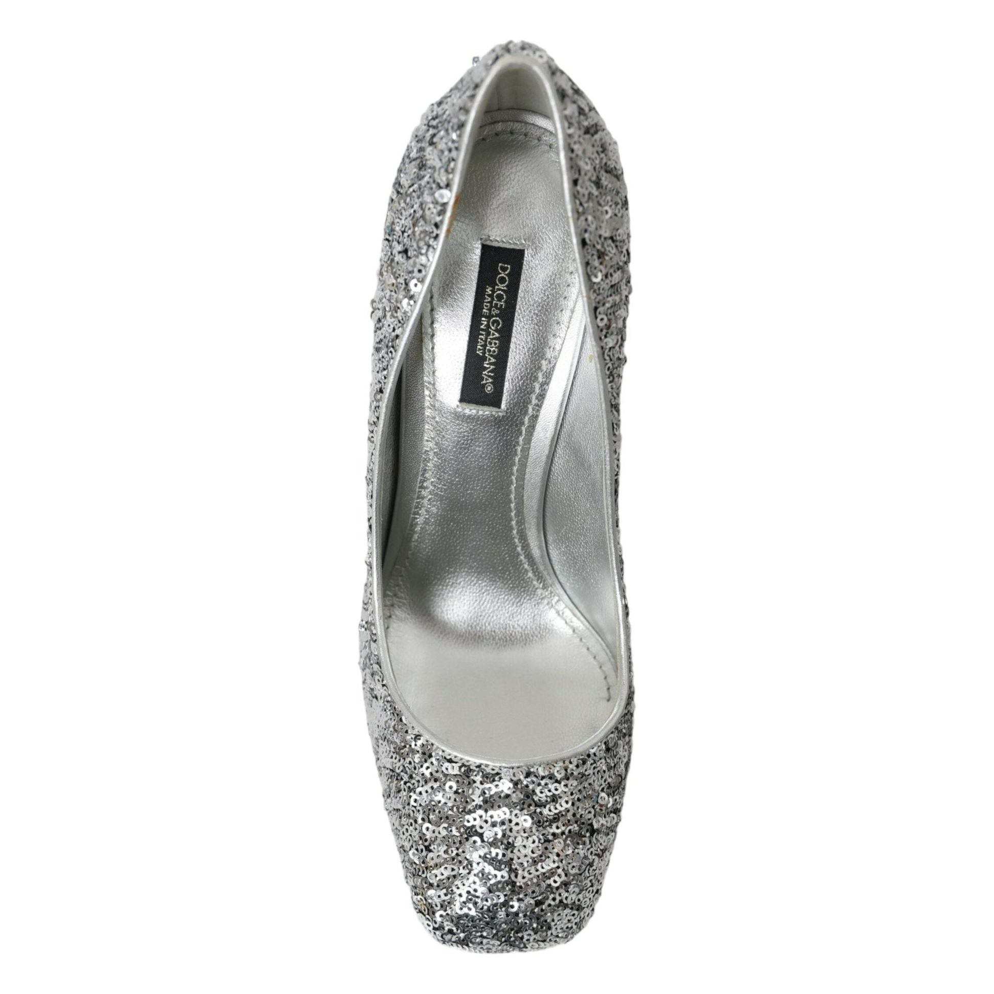 Silver Sequin Embellished Heels Pumps Shoes