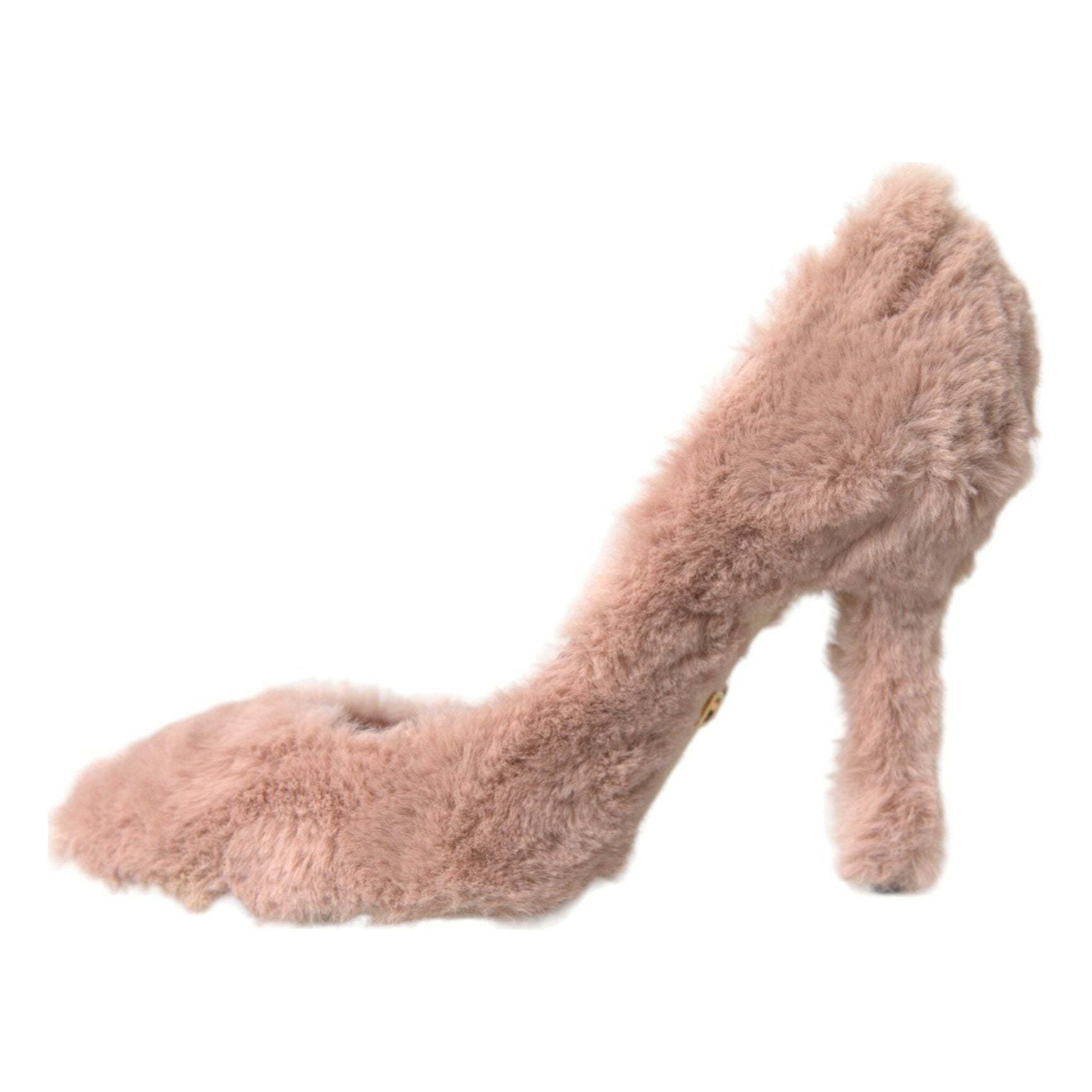 Light Pink Faux Fur Heels Pumps Shoes