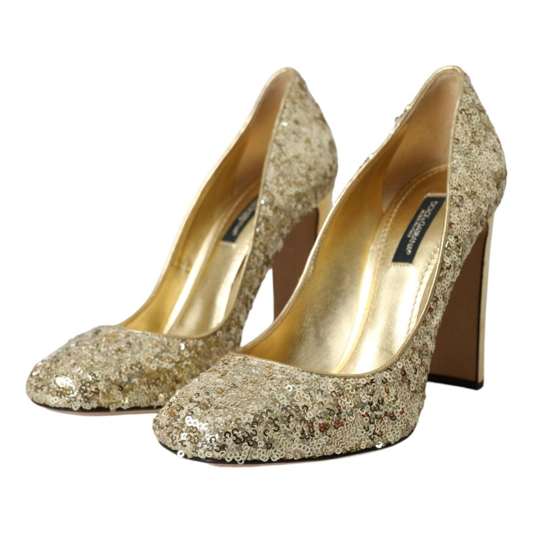 Gold Sequin Crystal Heels Pumps Shoes