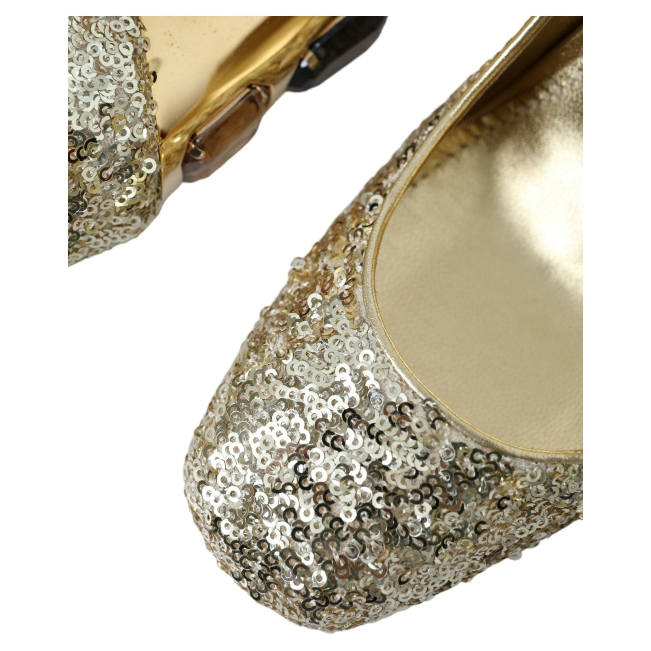 Gold Sequin Crystal Heels Pumps Shoes