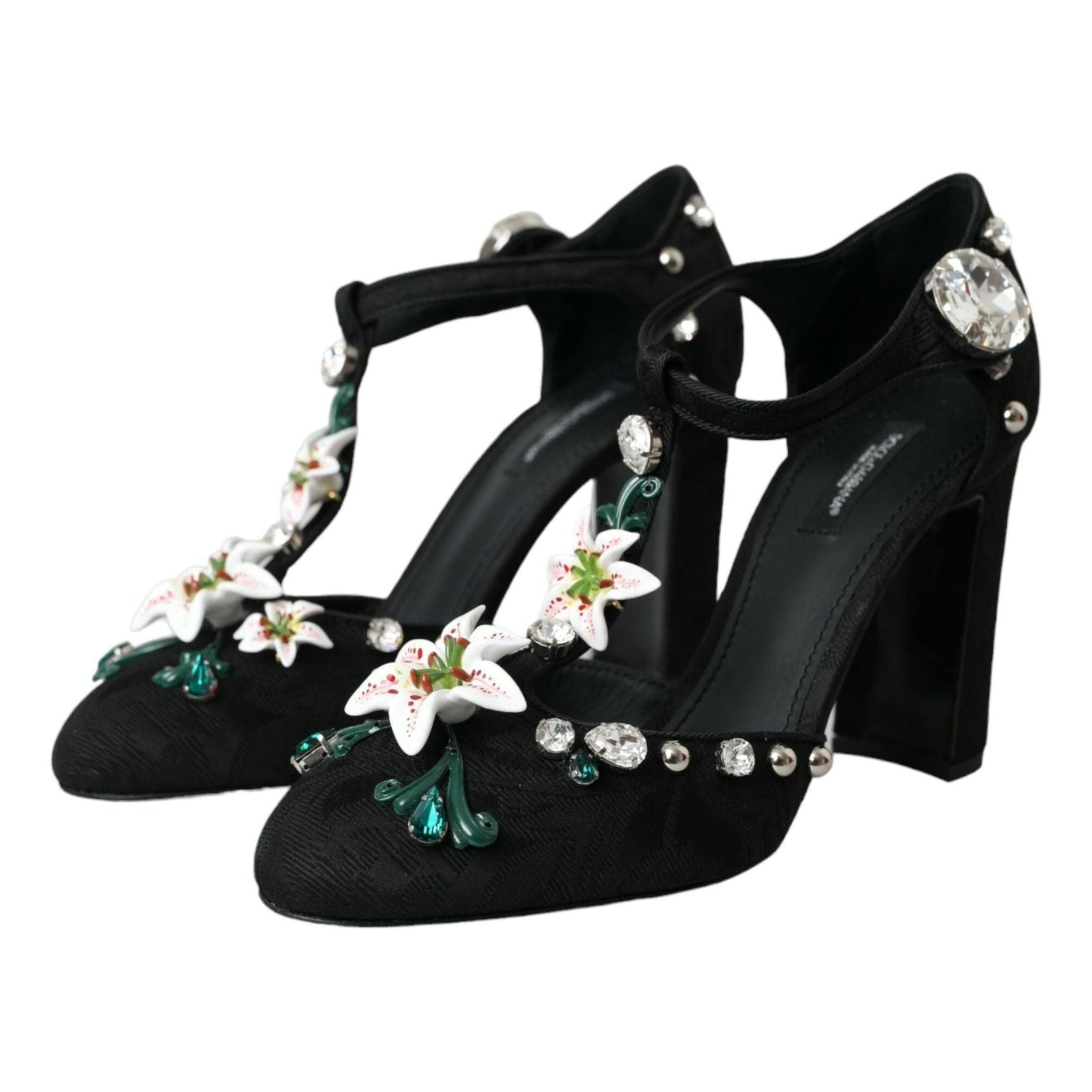 Black Lilies Crystal Heels Pumps Shoes