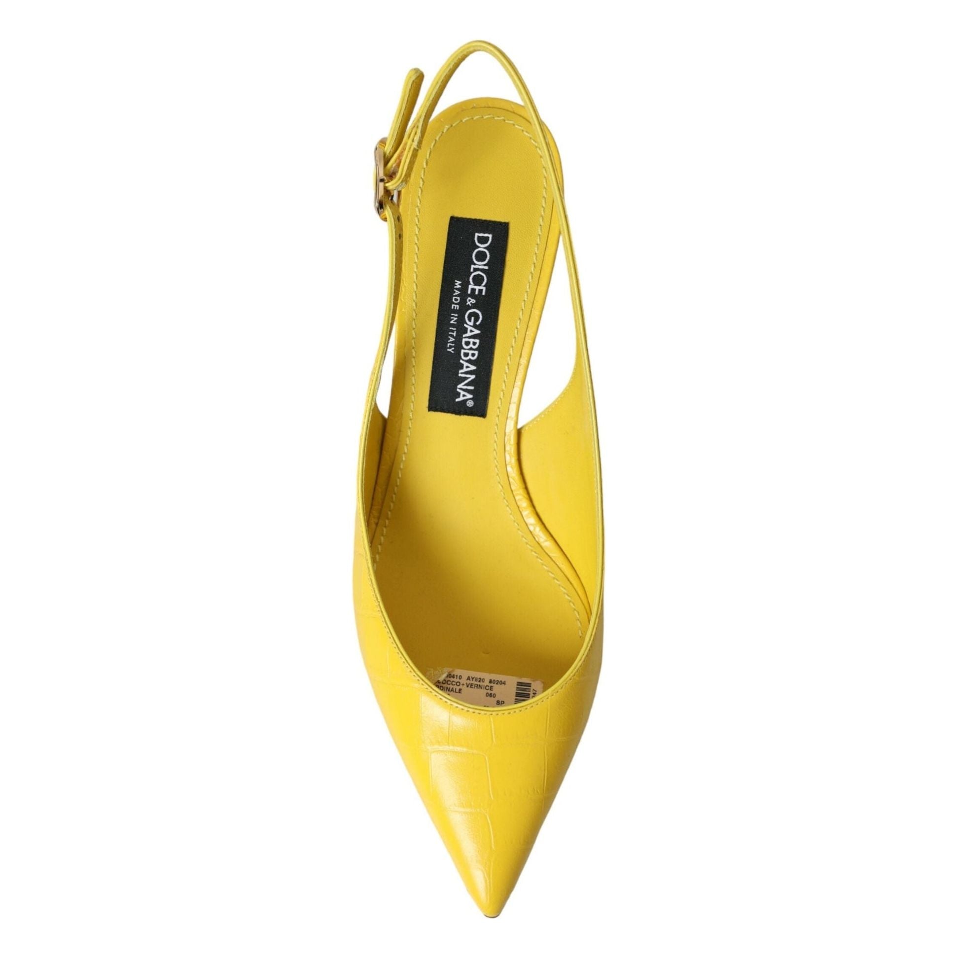 Yellow Leather Slingbacks Heels Shoes