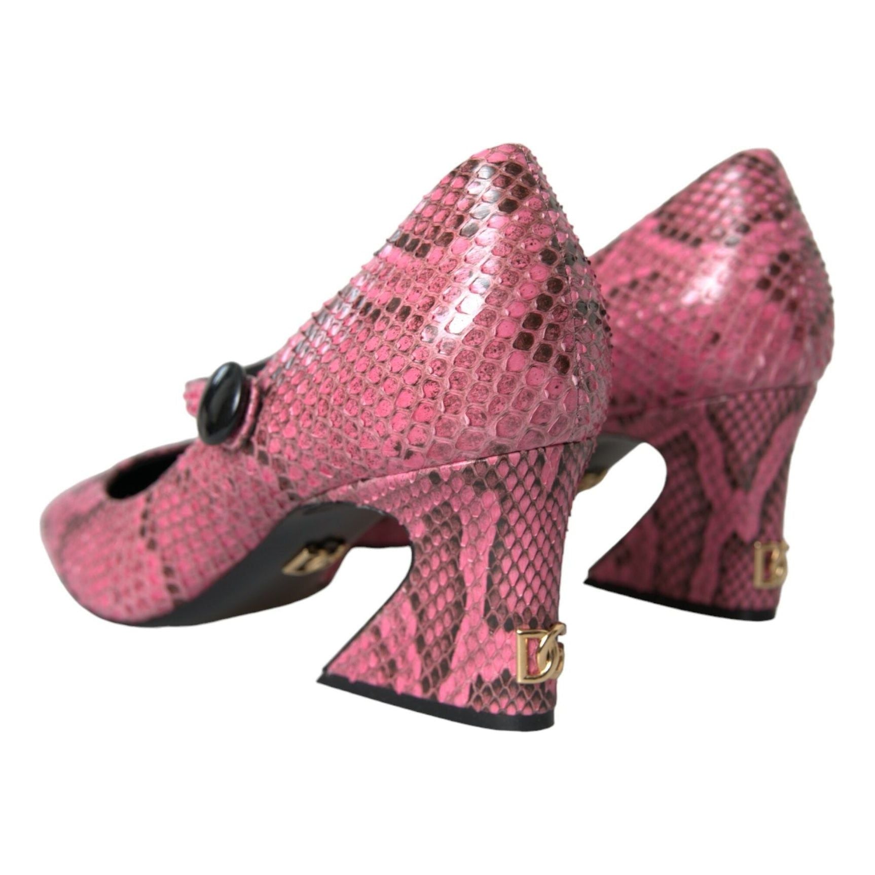 Pink Python Leather Mary Jane Heels Shoes