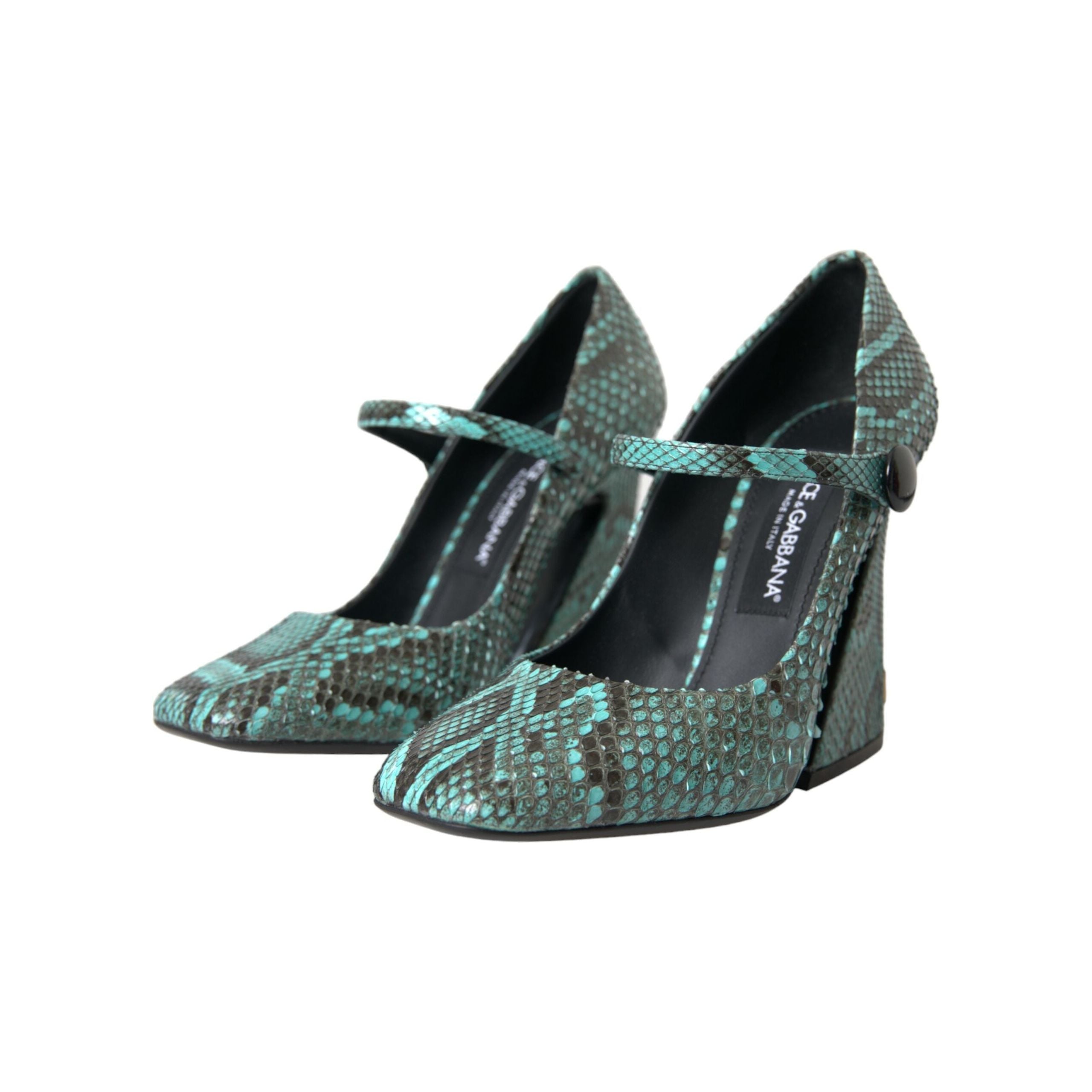 Aqua Python Leather Mary Jane Pumps Shoes