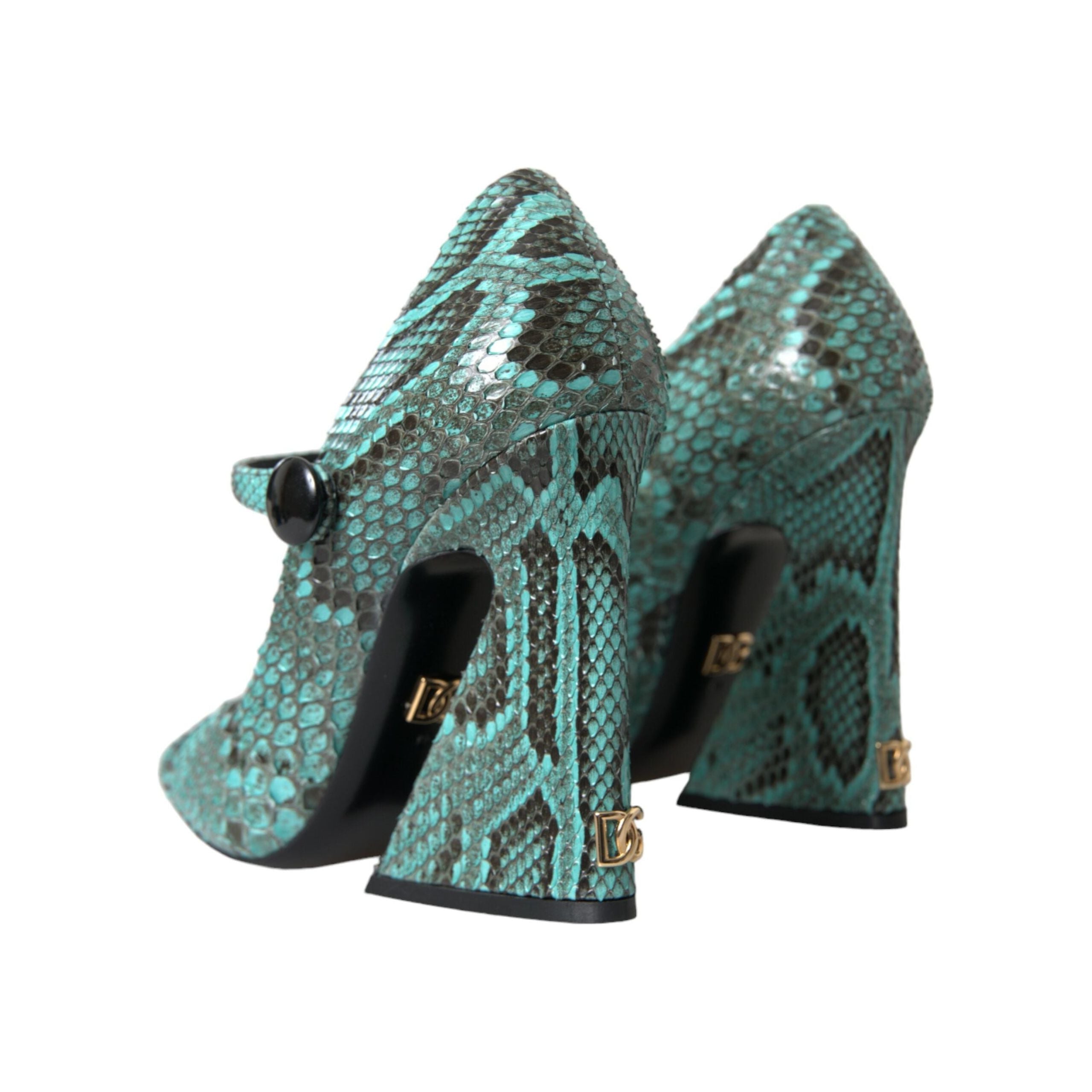 Aqua Python Leather Mary Jane Pumps Shoes