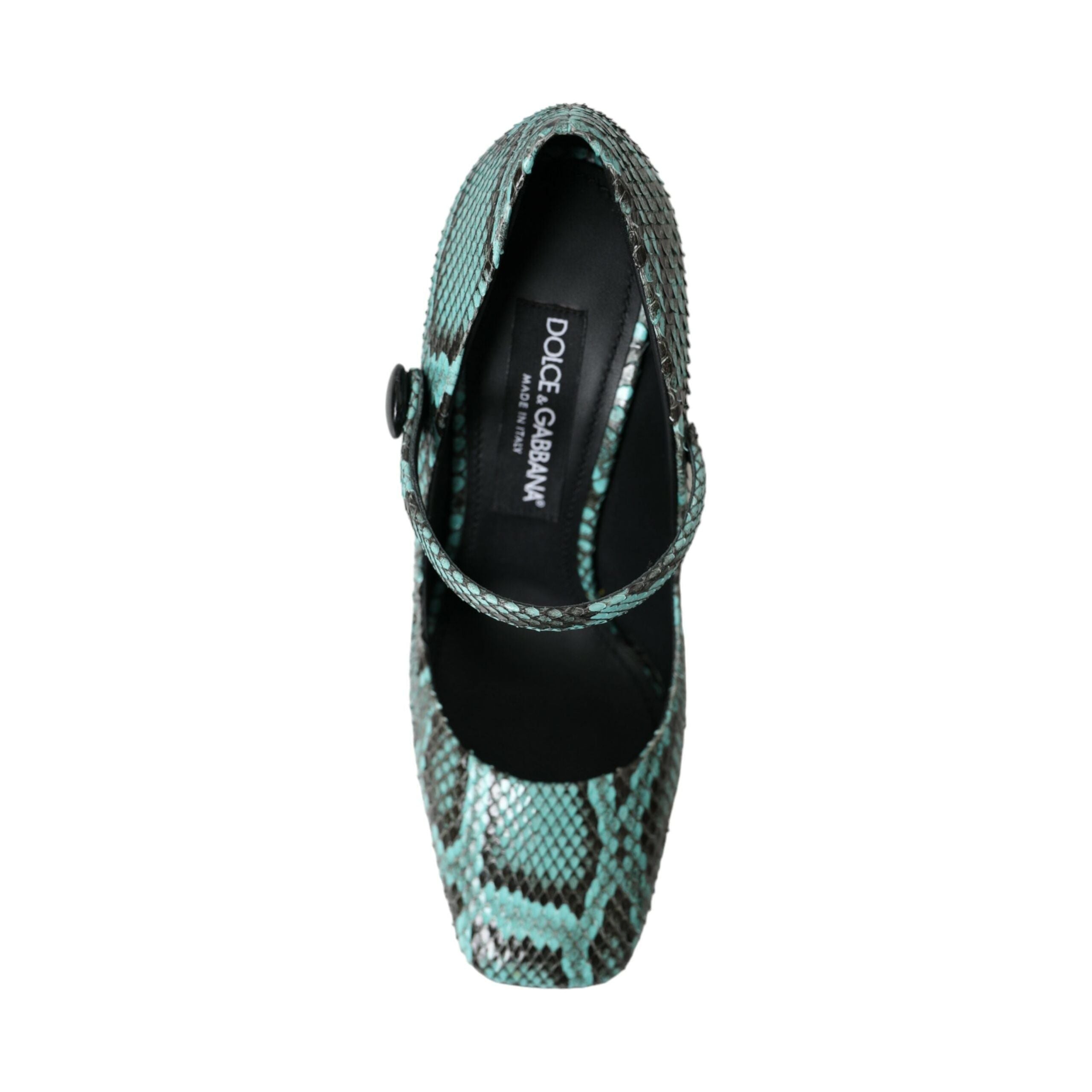 Aqua Python Leather Mary Jane Pumps Shoes