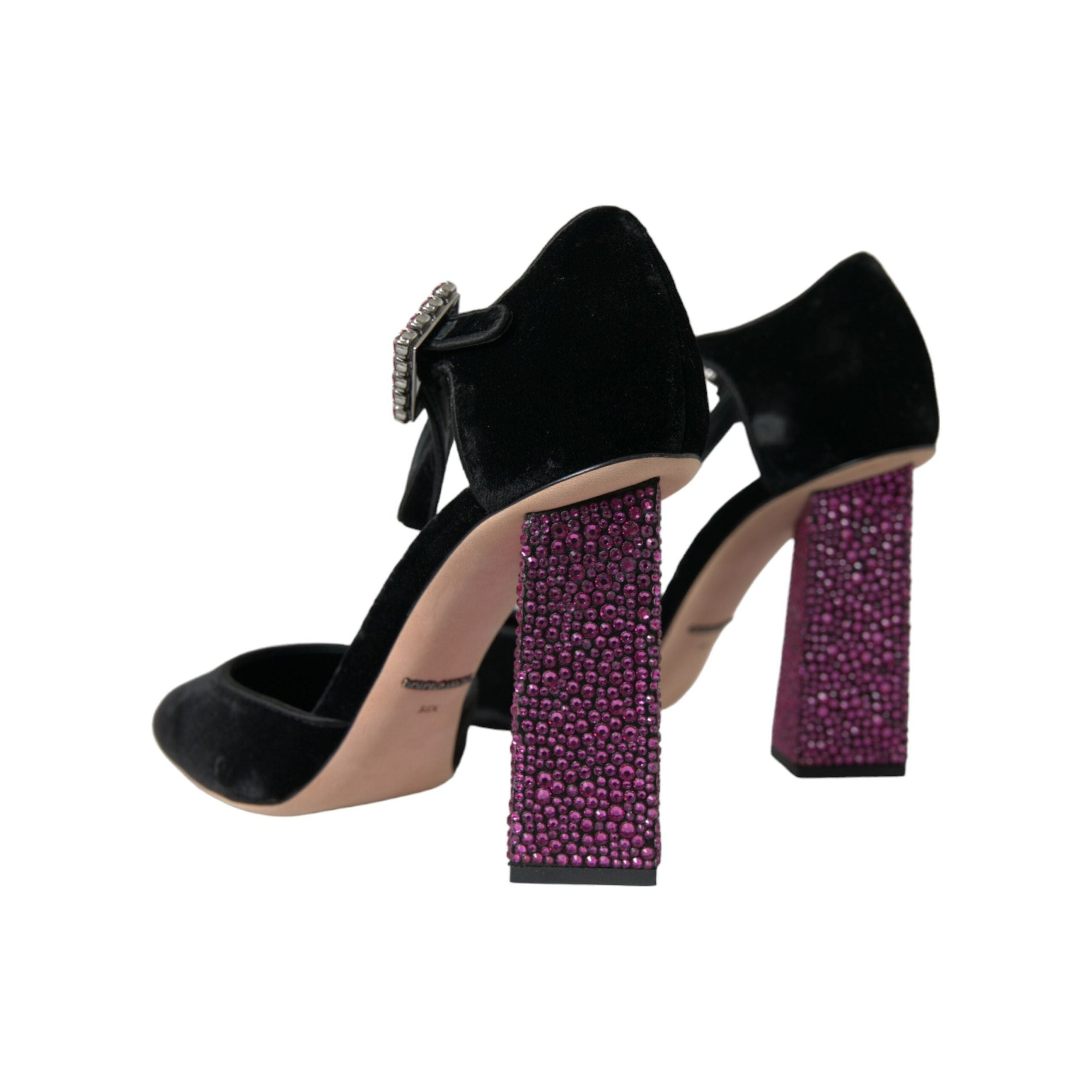 Black Velvet Strass Crystal Mary Janes Shoes