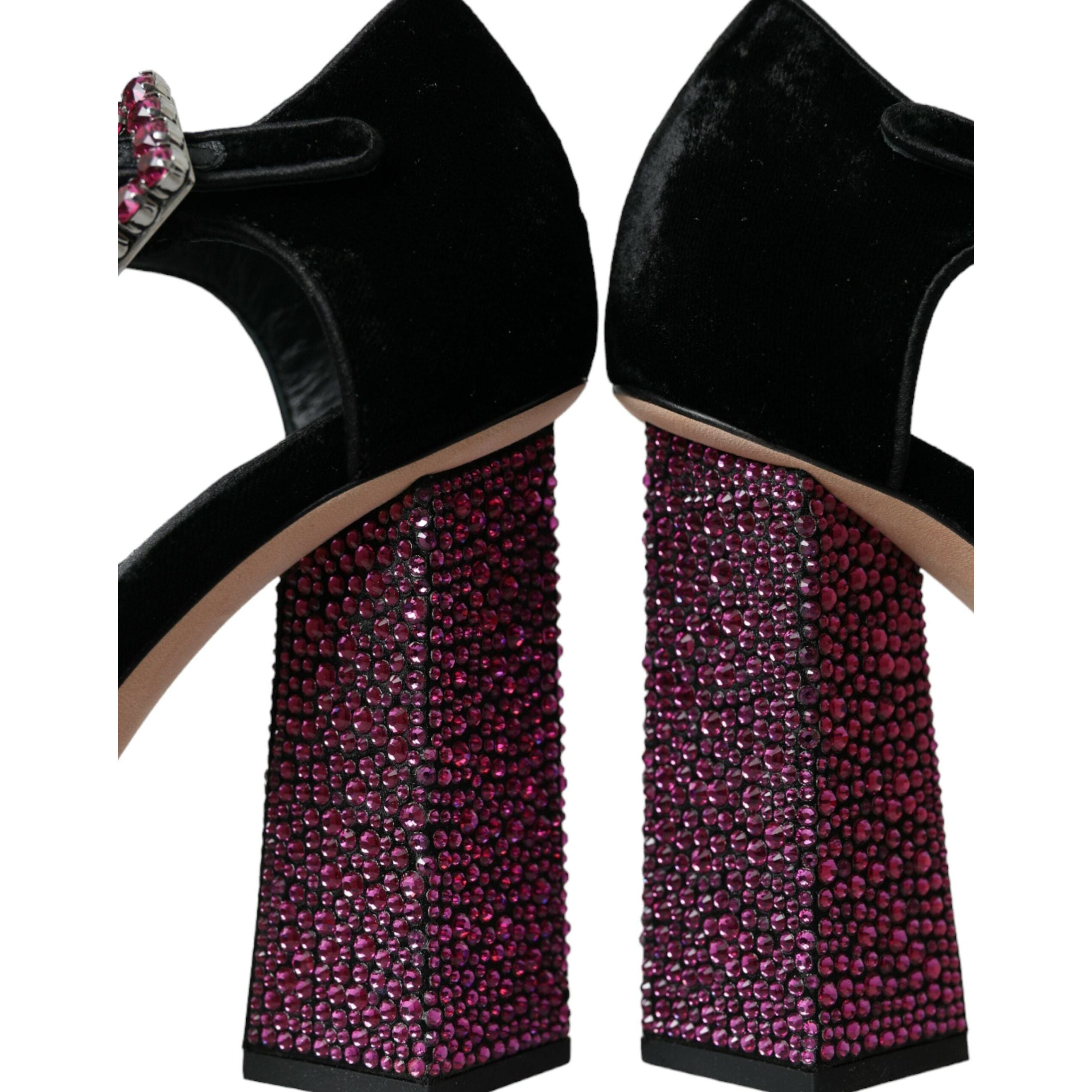 Black Velvet Strass Crystal Mary Janes Shoes