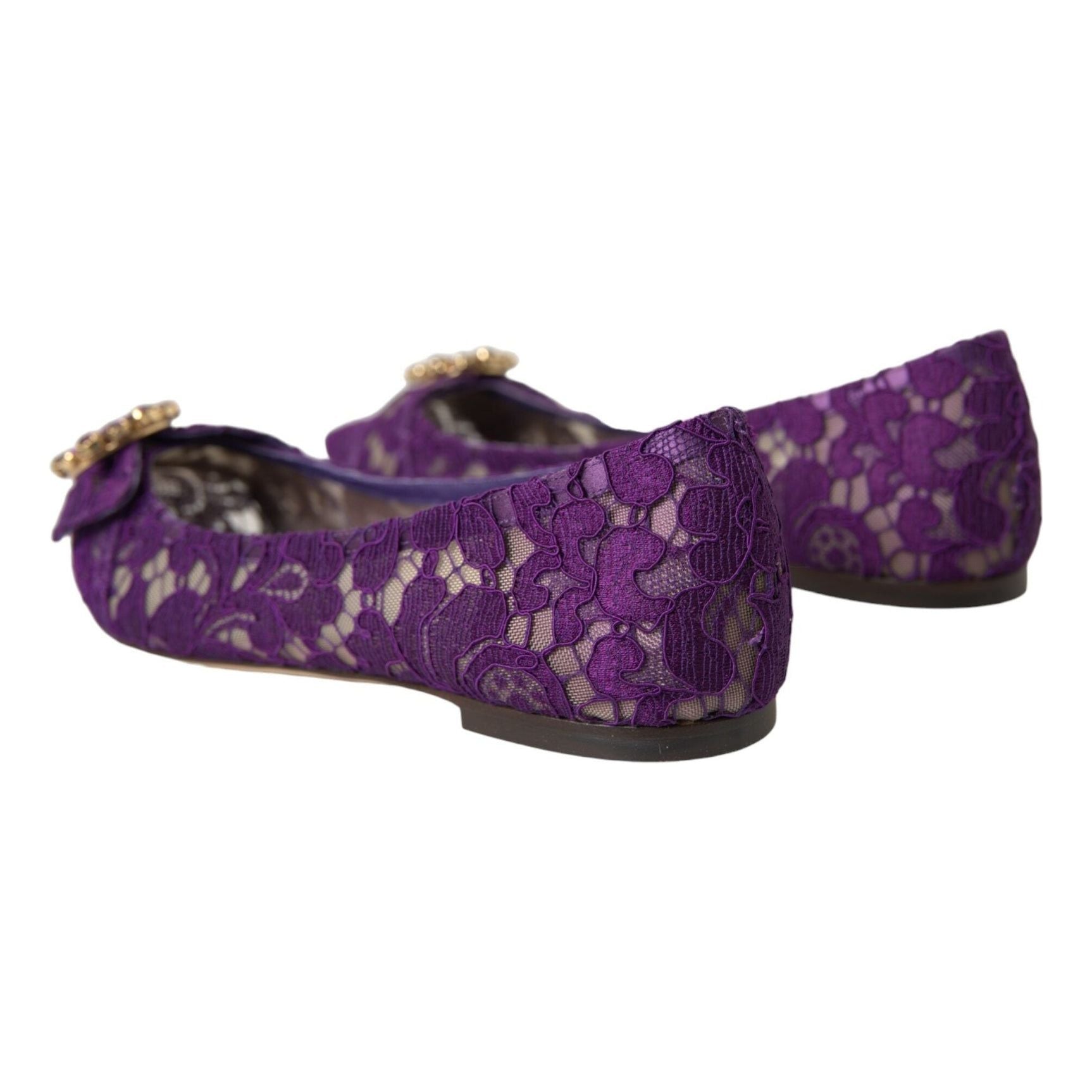 Purple Taormina Lace Crystal Loafers Shoes