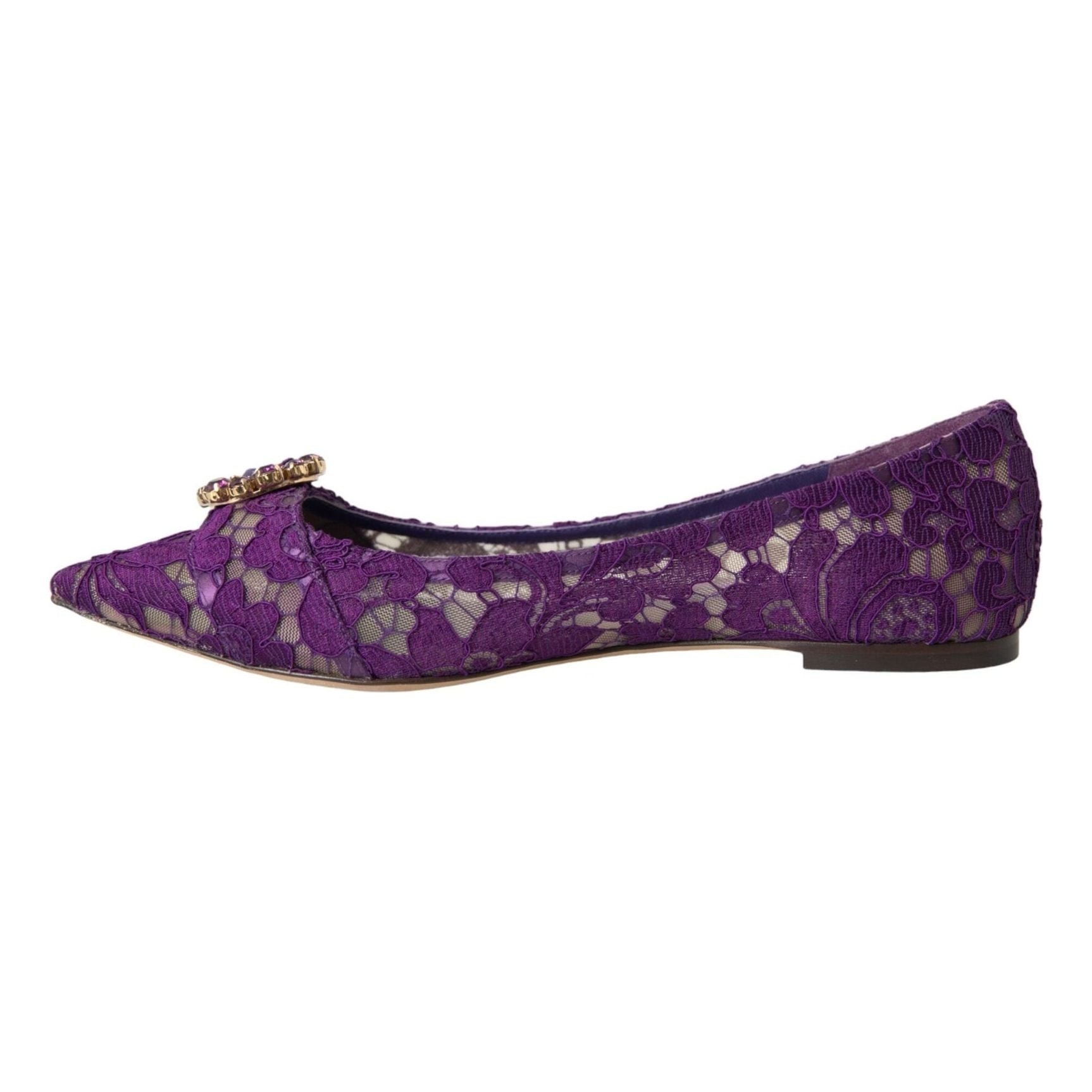 Purple Taormina Lace Crystal Loafers Shoes