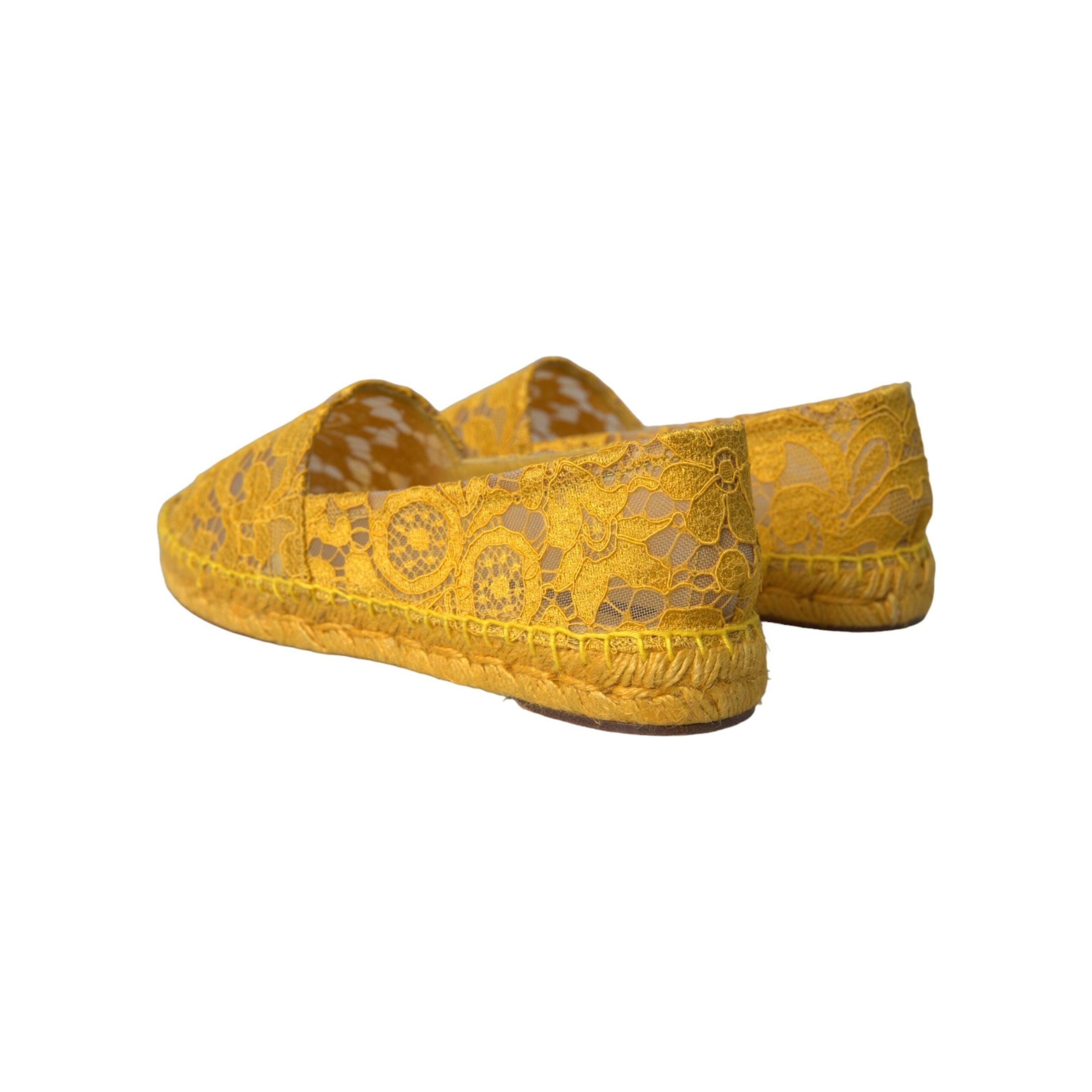 Yellow Taormina Lace Espadrille Loafers Flats Shoes