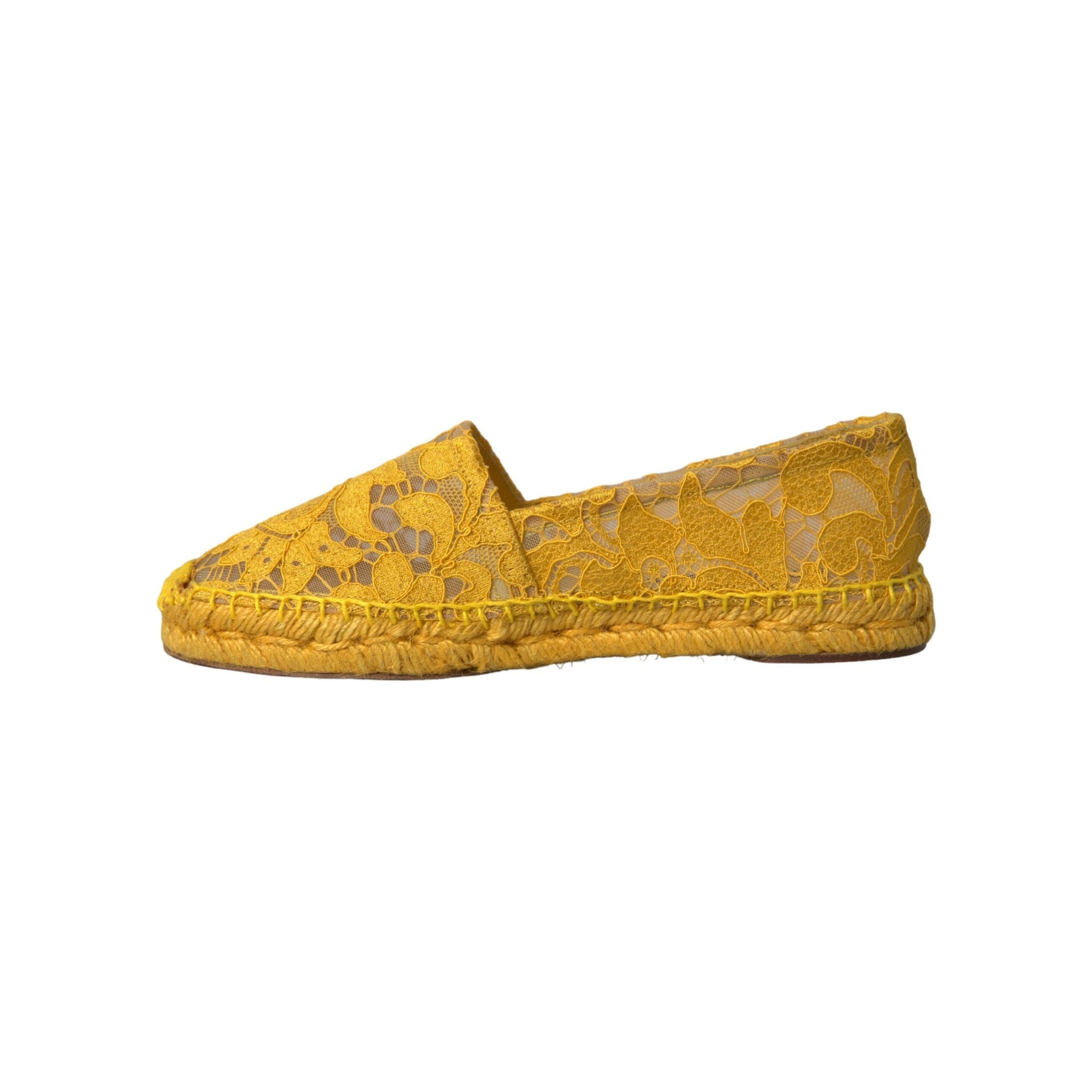 Yellow Taormina Lace Espadrille Loafers Flats Shoes