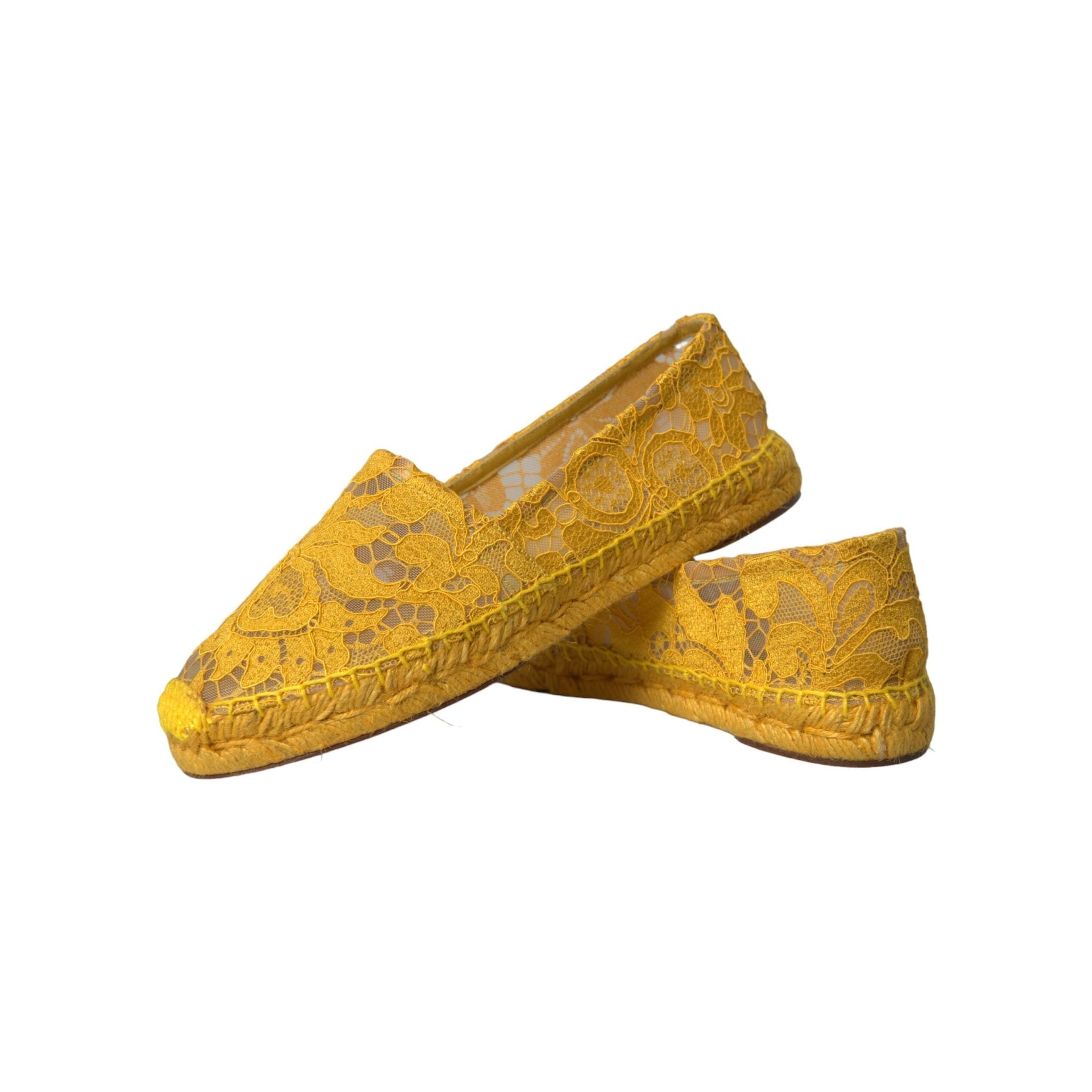 Yellow Taormina Lace Espadrille Loafers Flats Shoes