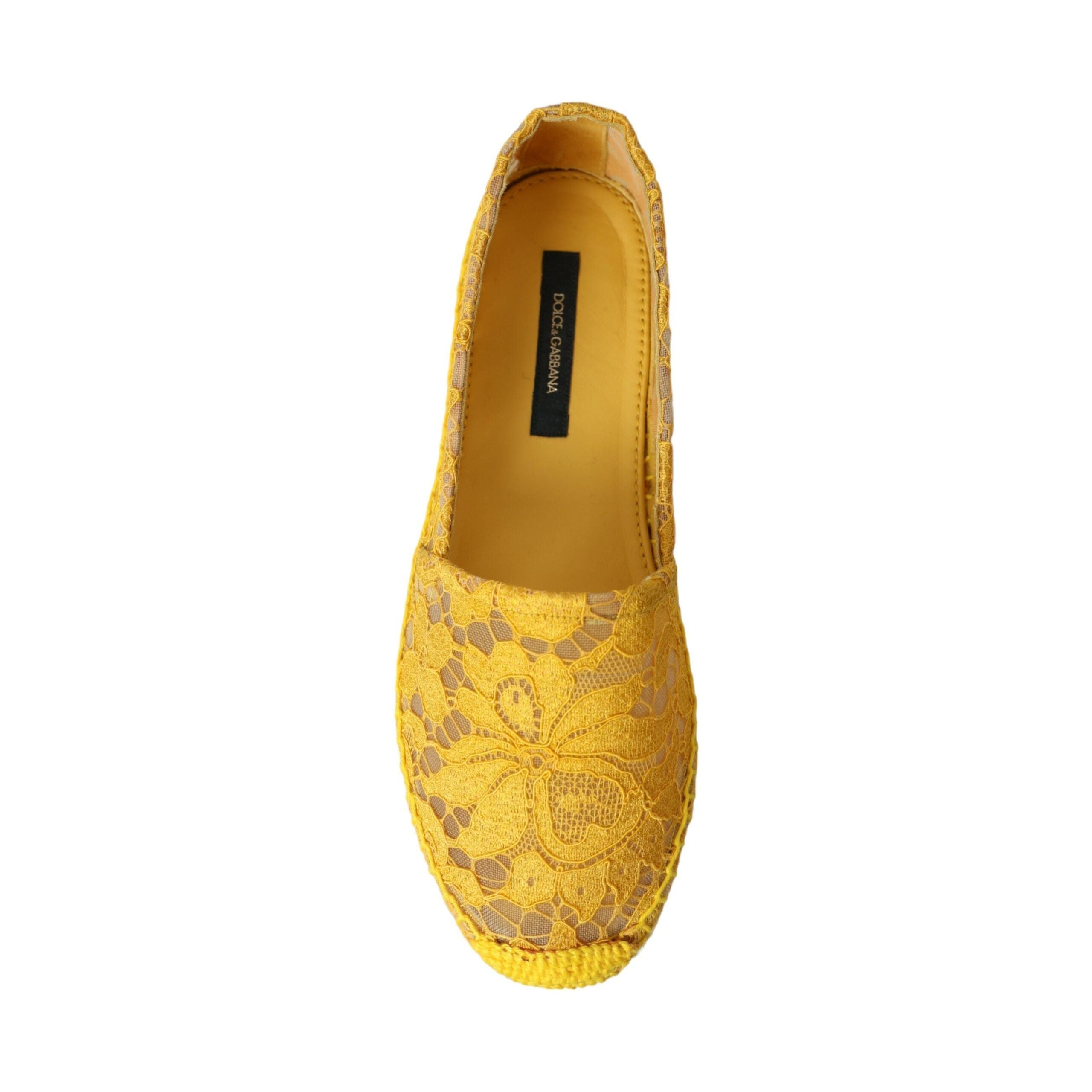 Yellow Taormina Lace Espadrille Loafers Flats Shoes