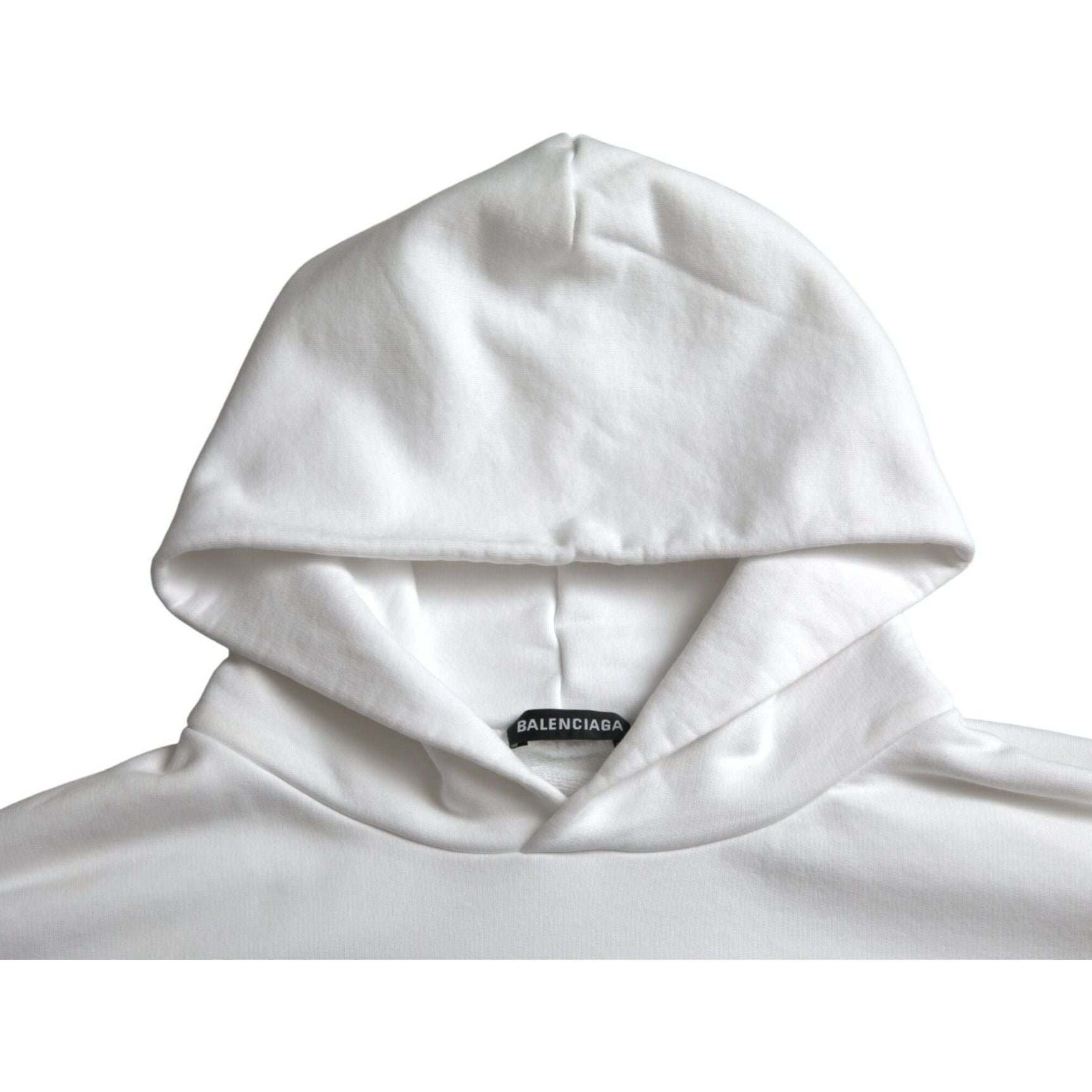 White Cotton Logo Hooded Pullover Sweatshirt Sweater