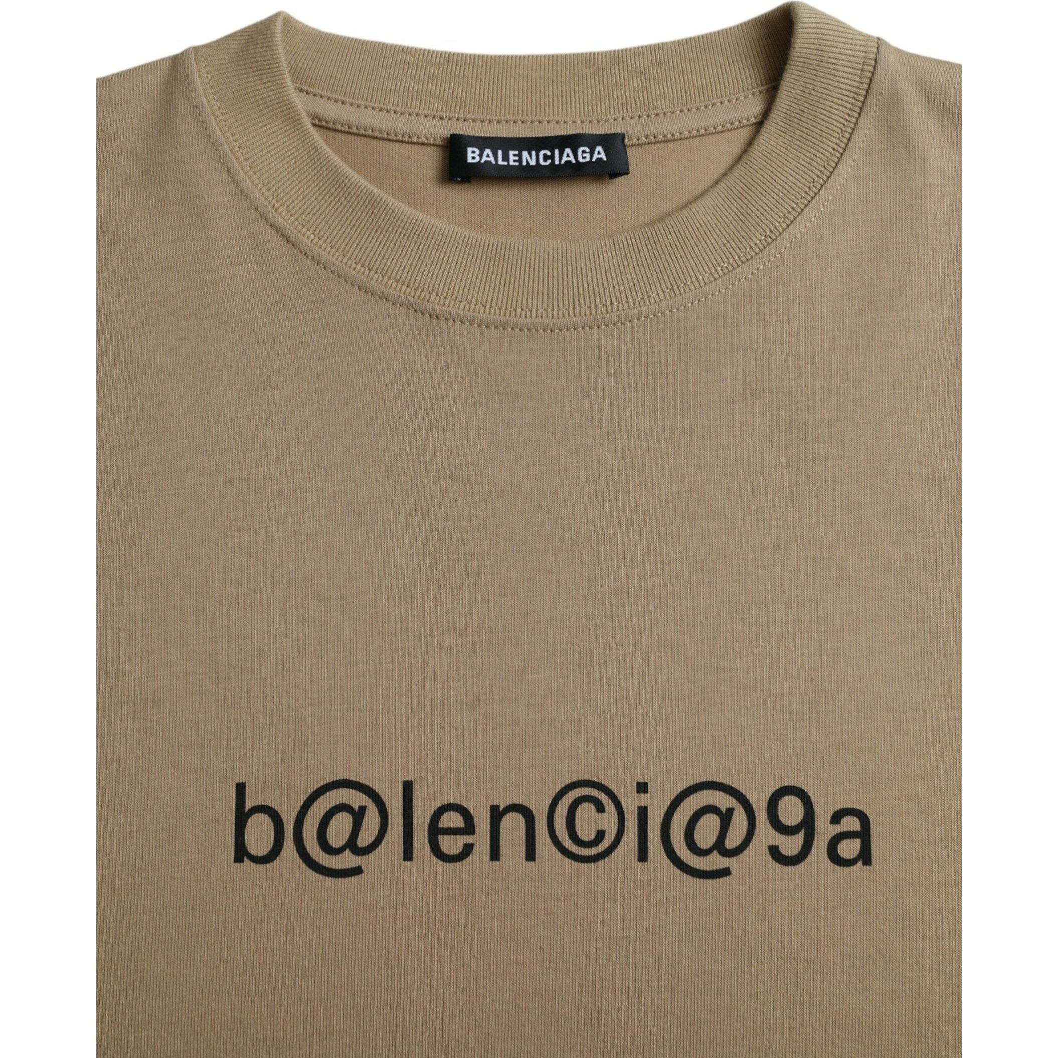 Brown Cotton Symbolic Jersey Vintage Crew Neck T-shirt