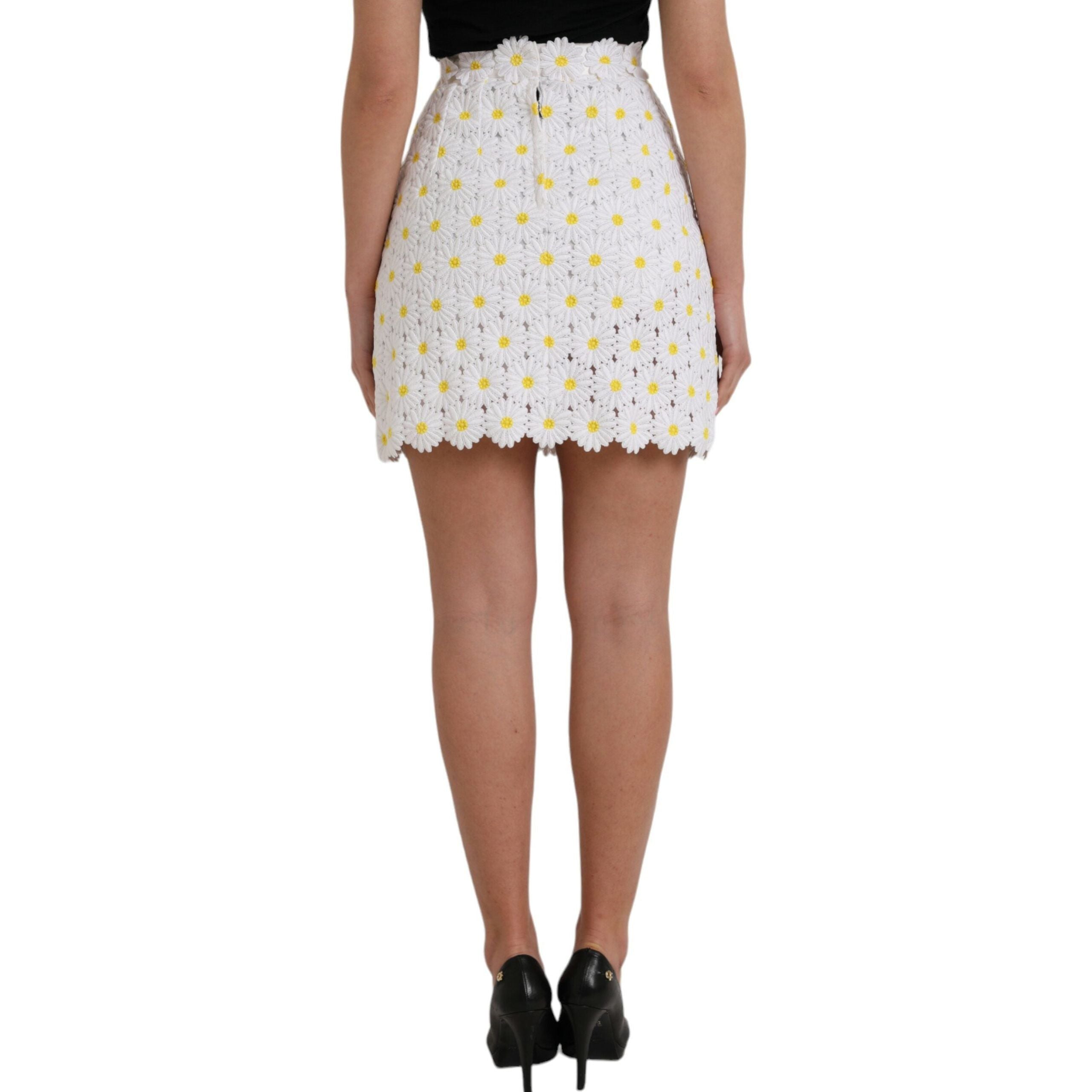 White Floral A-line Mini Skirt