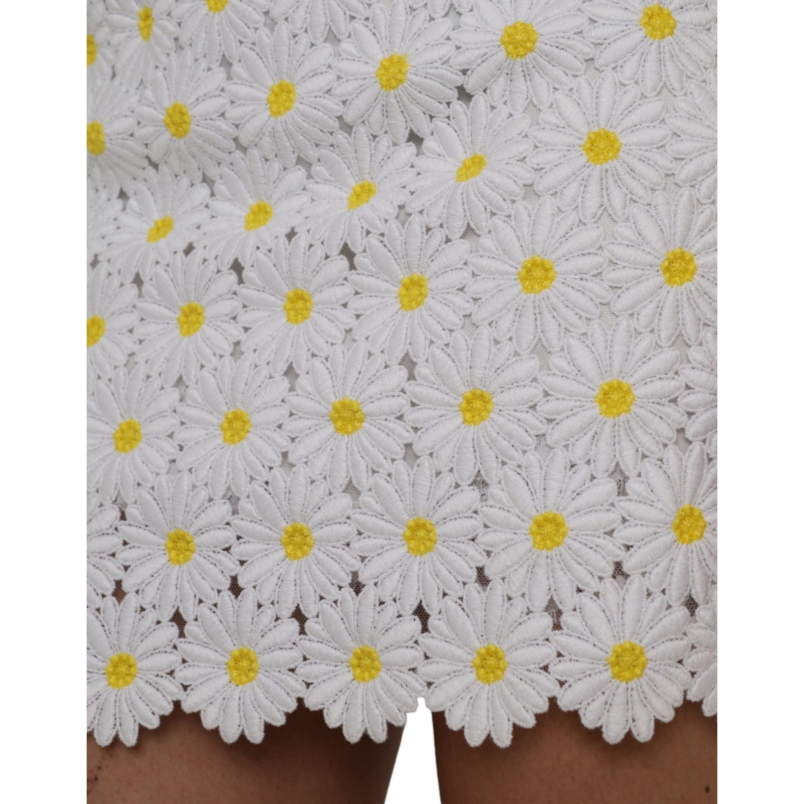 White Floral A-line Mini Skirt