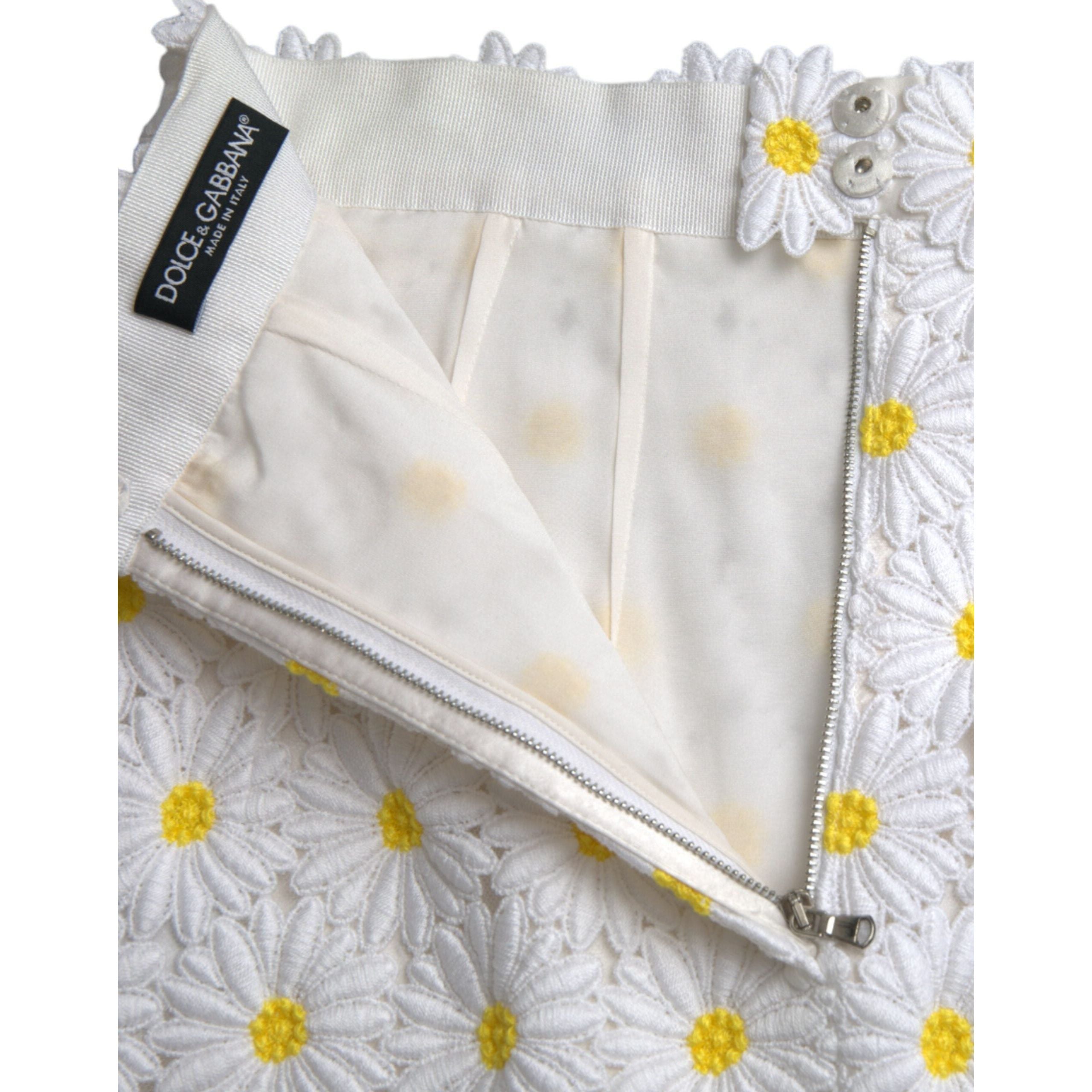 White Floral A-line Mini Skirt