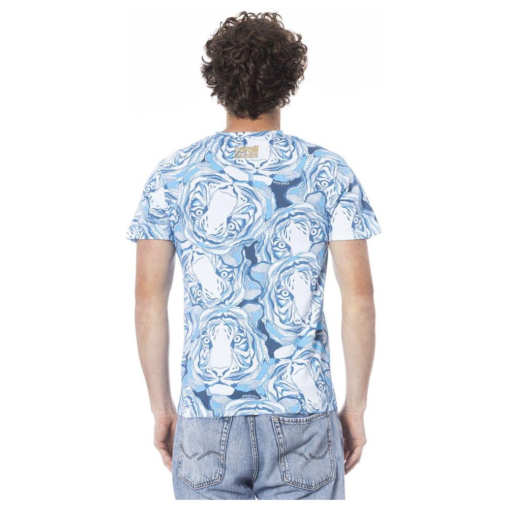 Light Blue Cotton Men T-Shirt