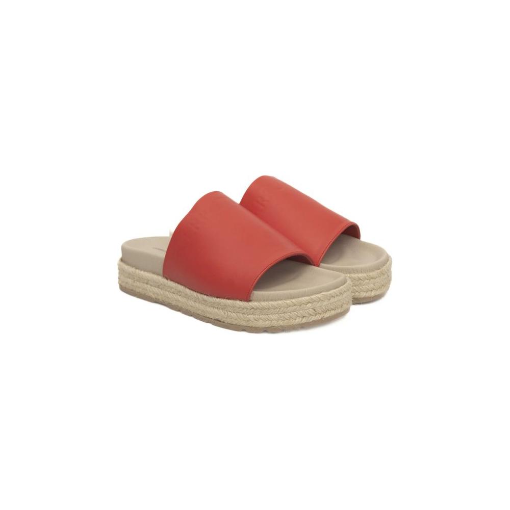 Red Calf Leather Women Sandal