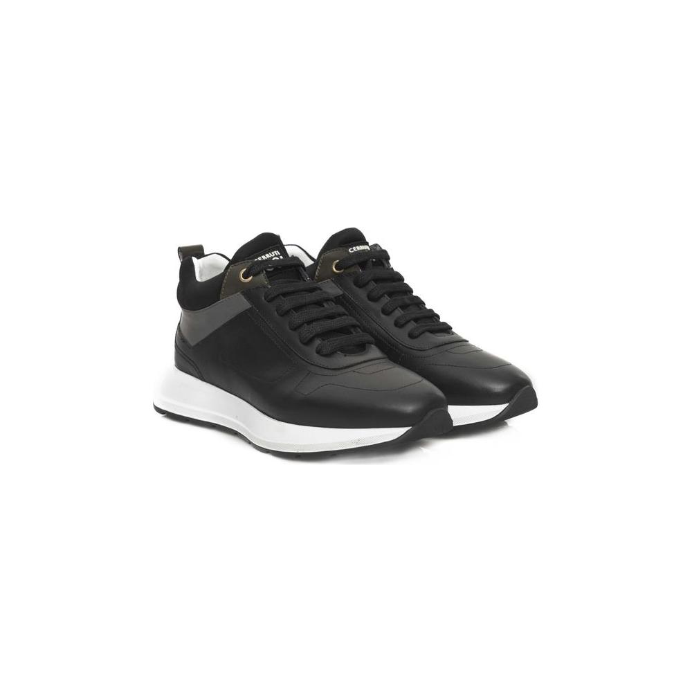 Black Leather Women Sneaker