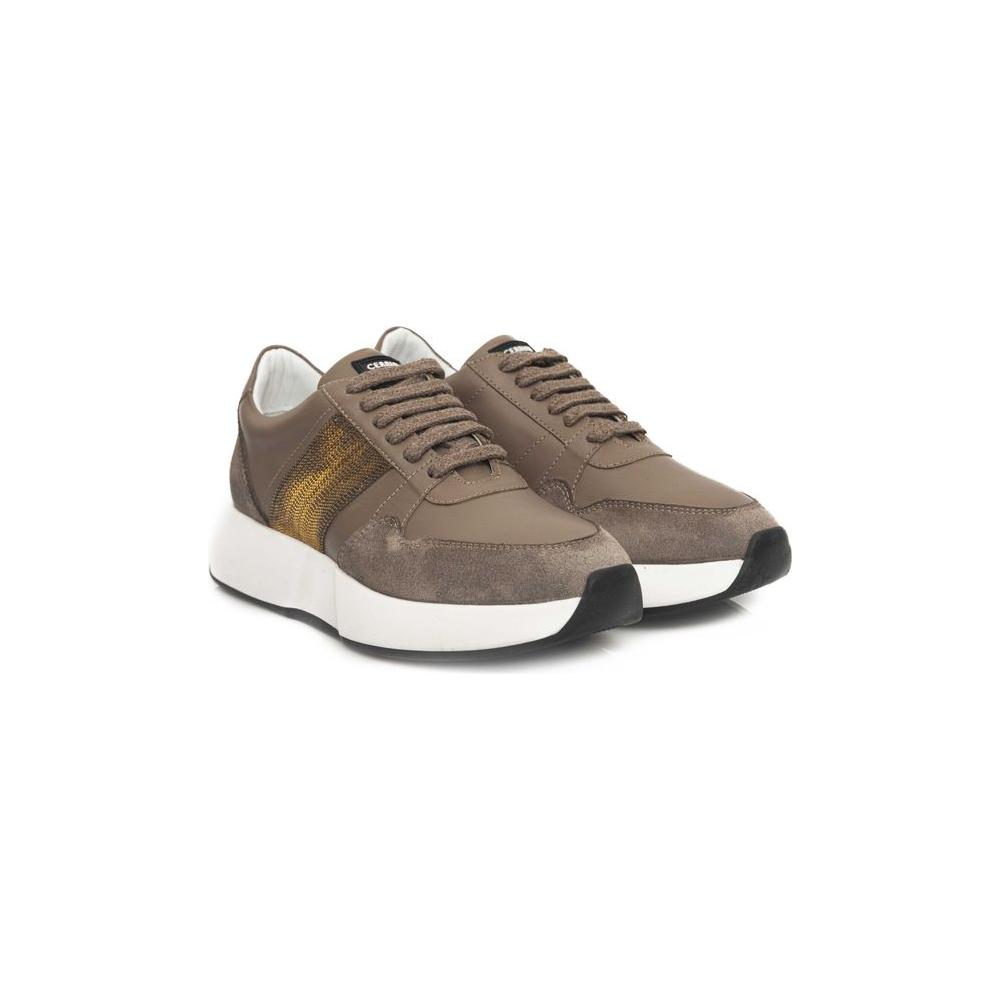 Beige Leather Women Sneaker