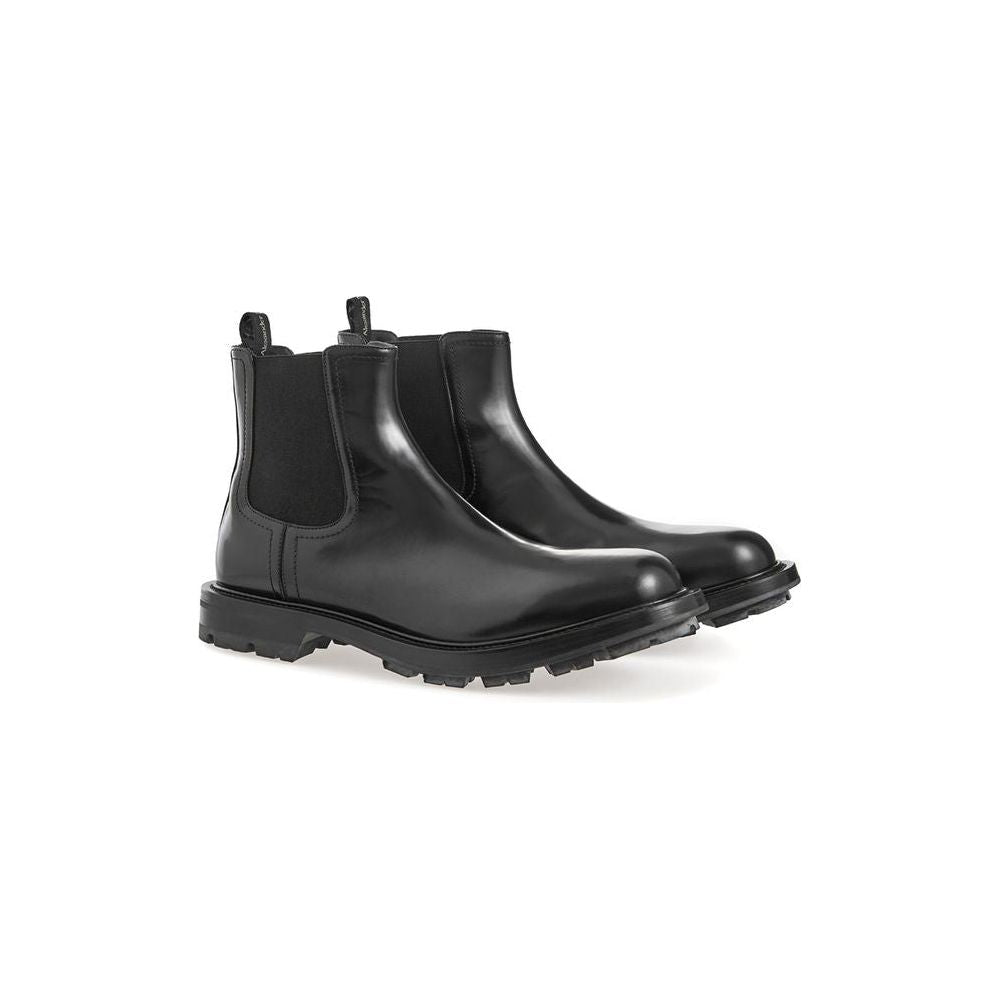 Sleek Black Leather Boots for Men