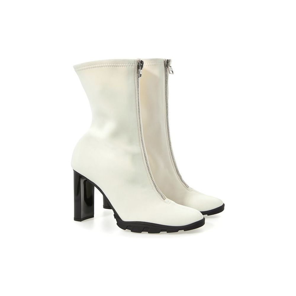 Elegant Neoprene Ankle Boots in White