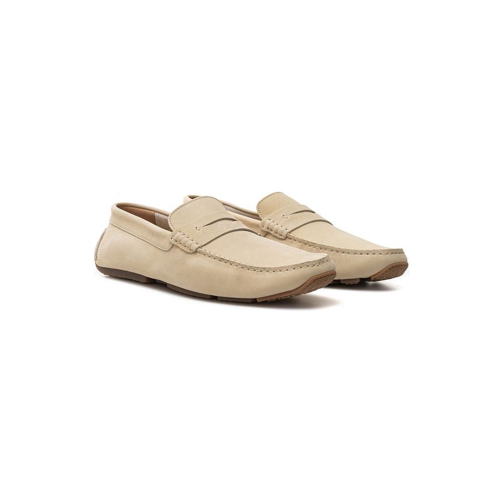 Elegant Beige Leather Loafers for the Discerning Gentleman