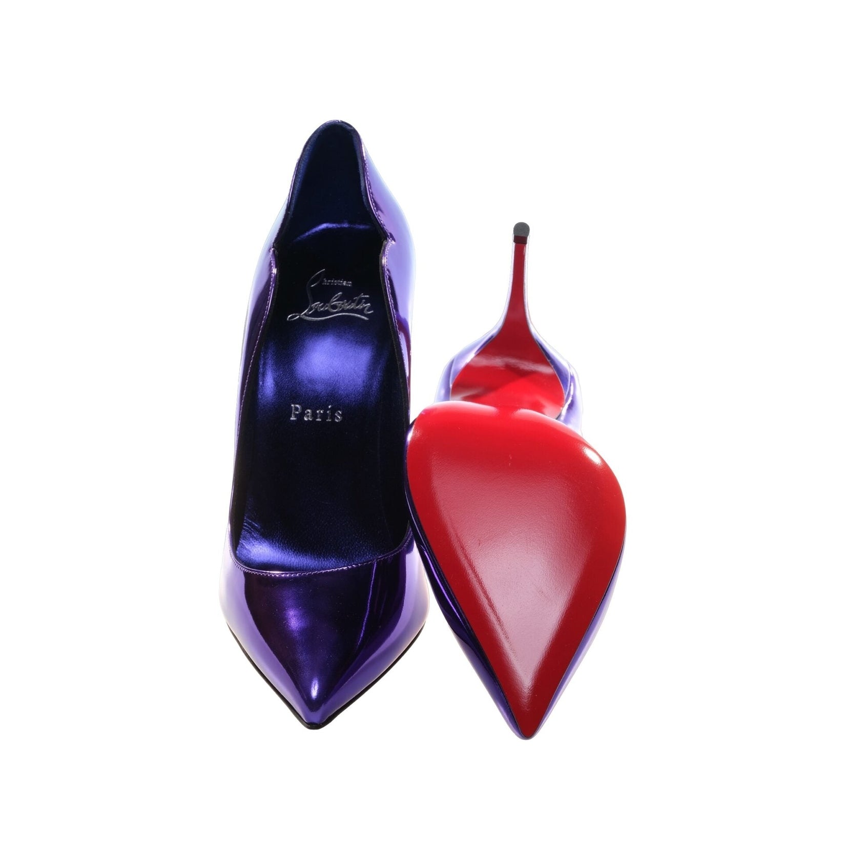 Hot Chick 100 Purple Mirrored Patent Leather High Heel Pumps