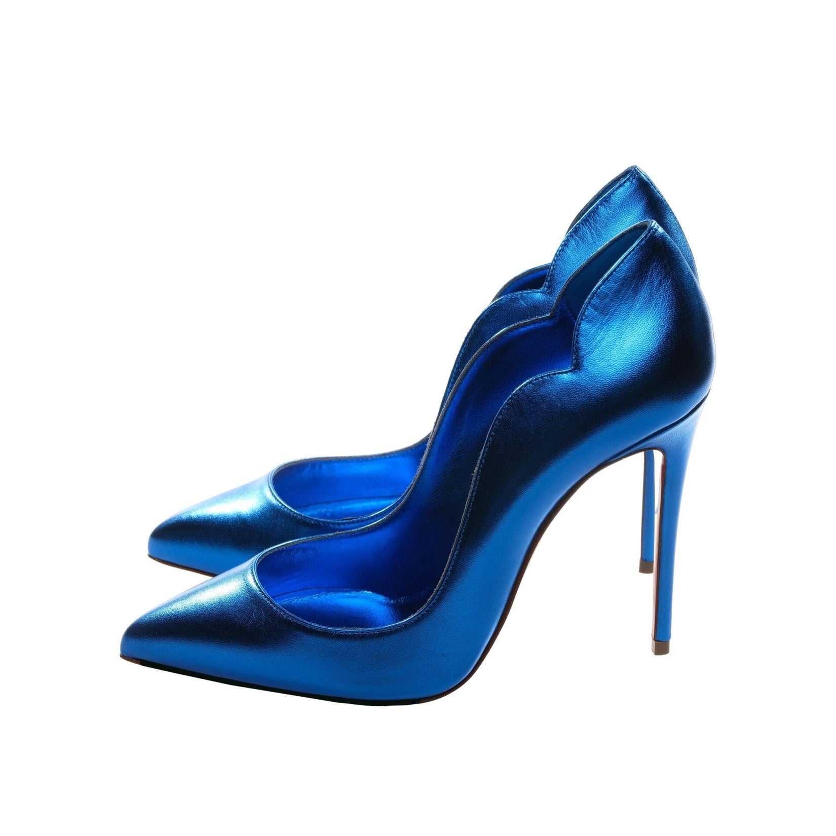 Hot Chick 100 Blue Mirrored Patent Leather High Heel Pumps