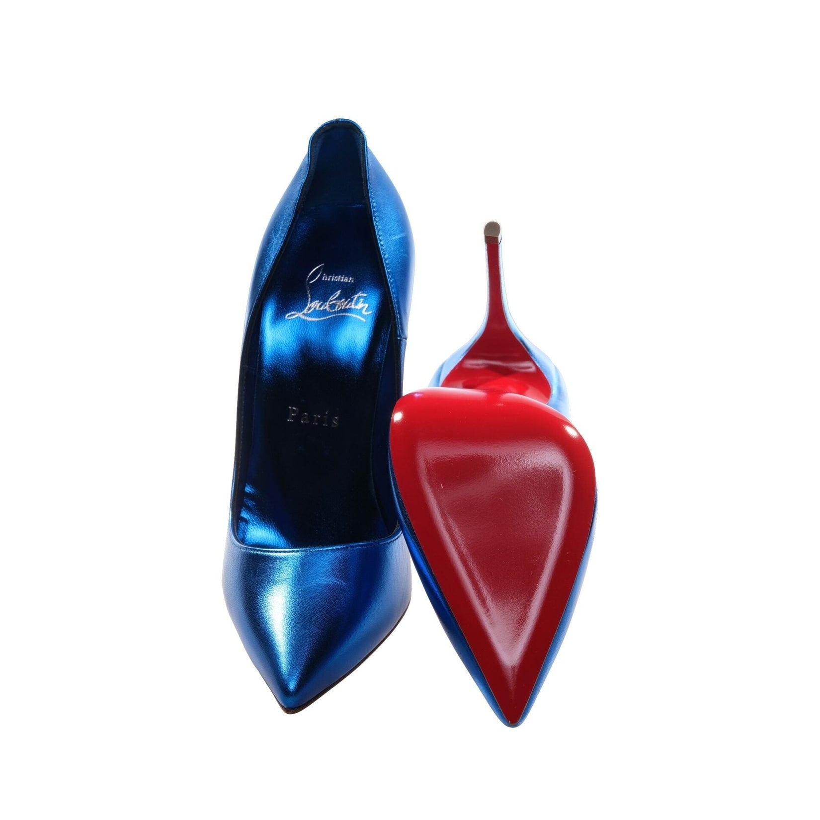 So Kate Blue Laminated Leather High Heel Pumps