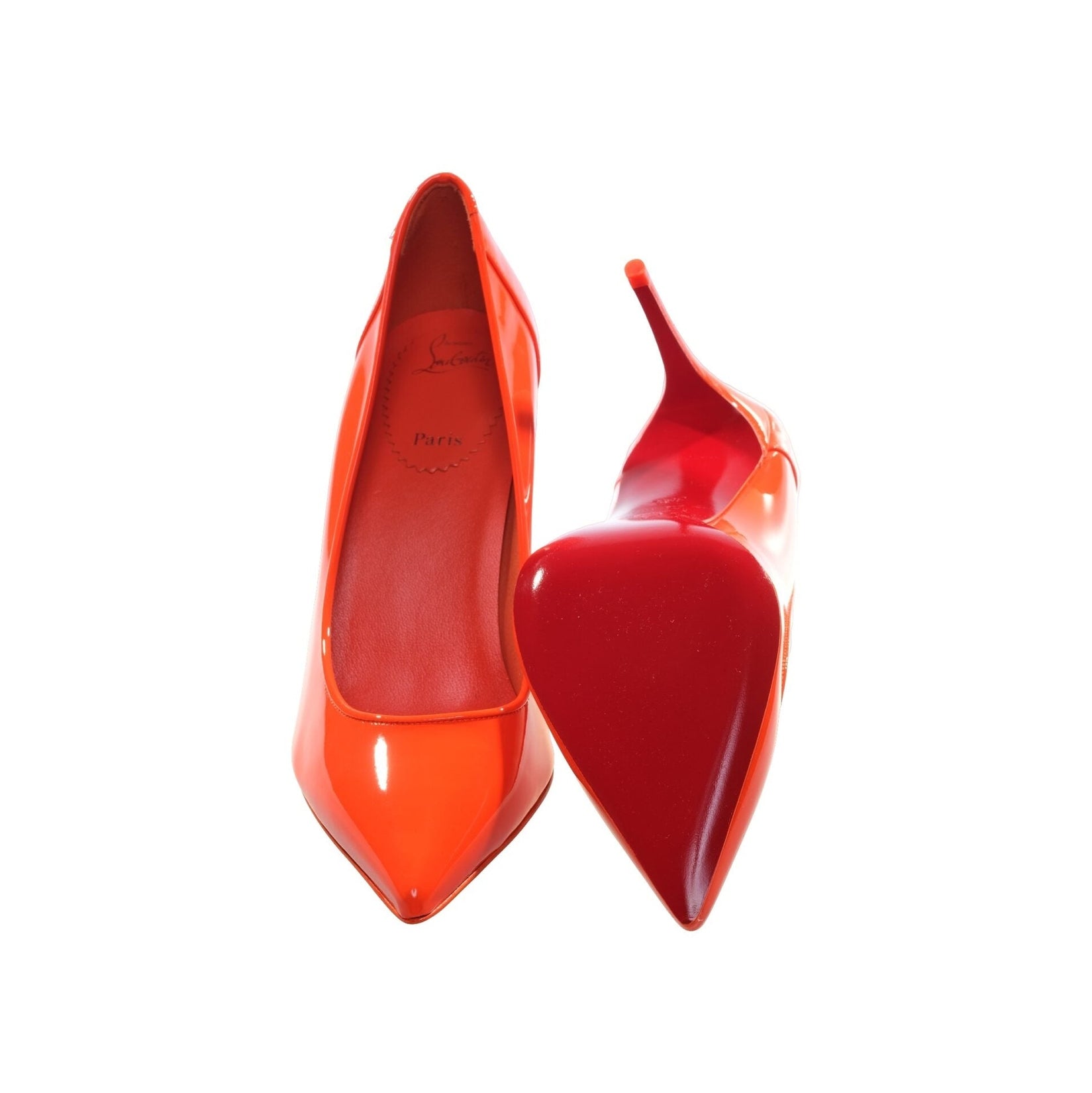 Sporty Kate Orange Patent Leather High Heel Pumps