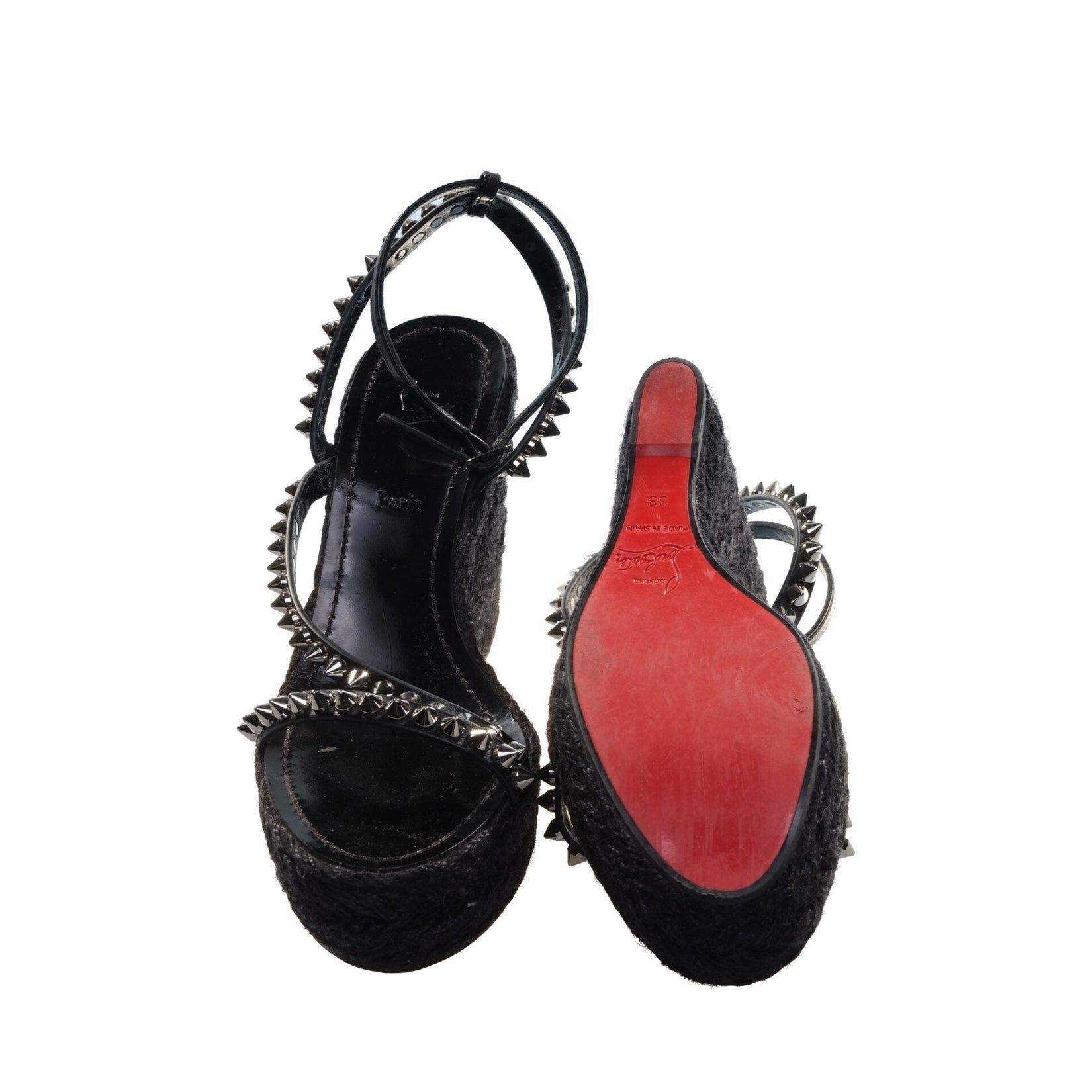 Malfadina Zeppa 120 Black Studded Sandal Wedges