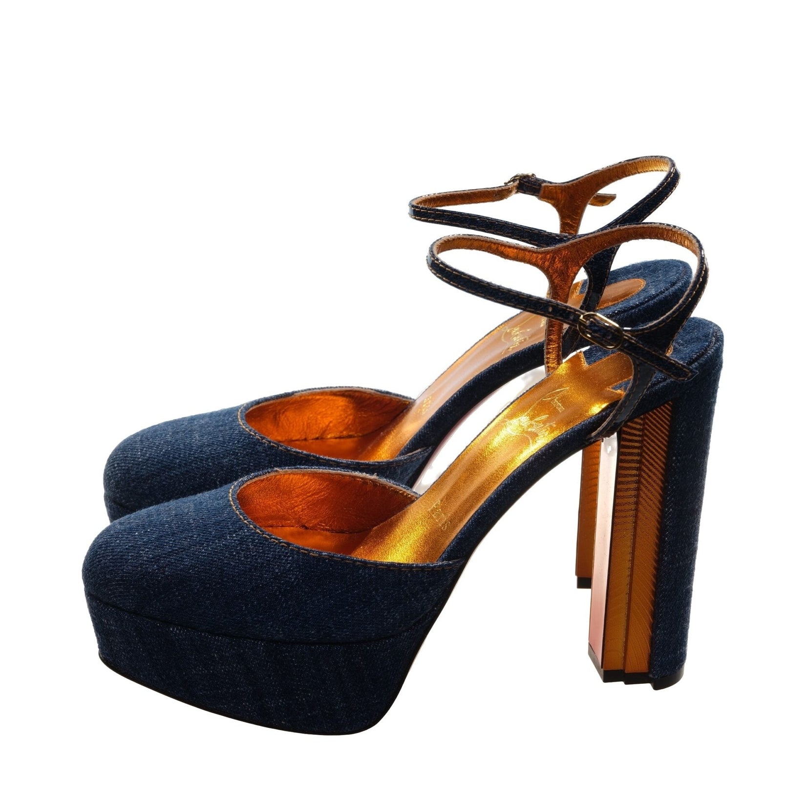 Coluna Denim Navy Blue Platform Heel Pumps