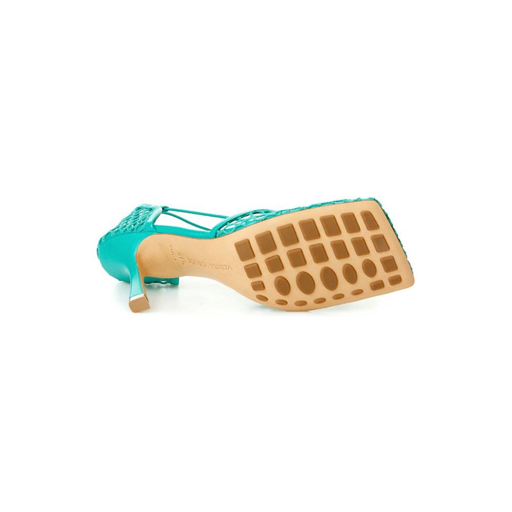 Green Cotton Leather Sandal