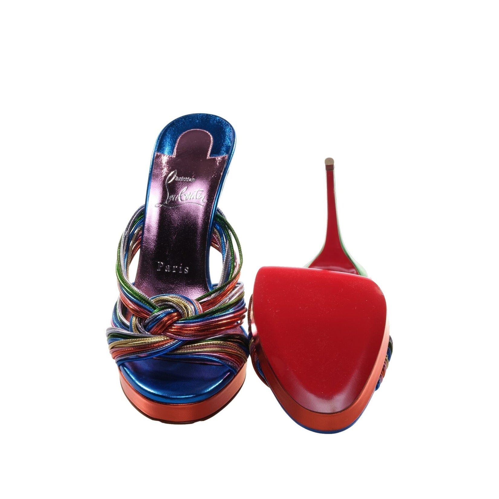 Multitaski Alta 120 Multicoloured Leather Knotted Strappy High Heel Mules