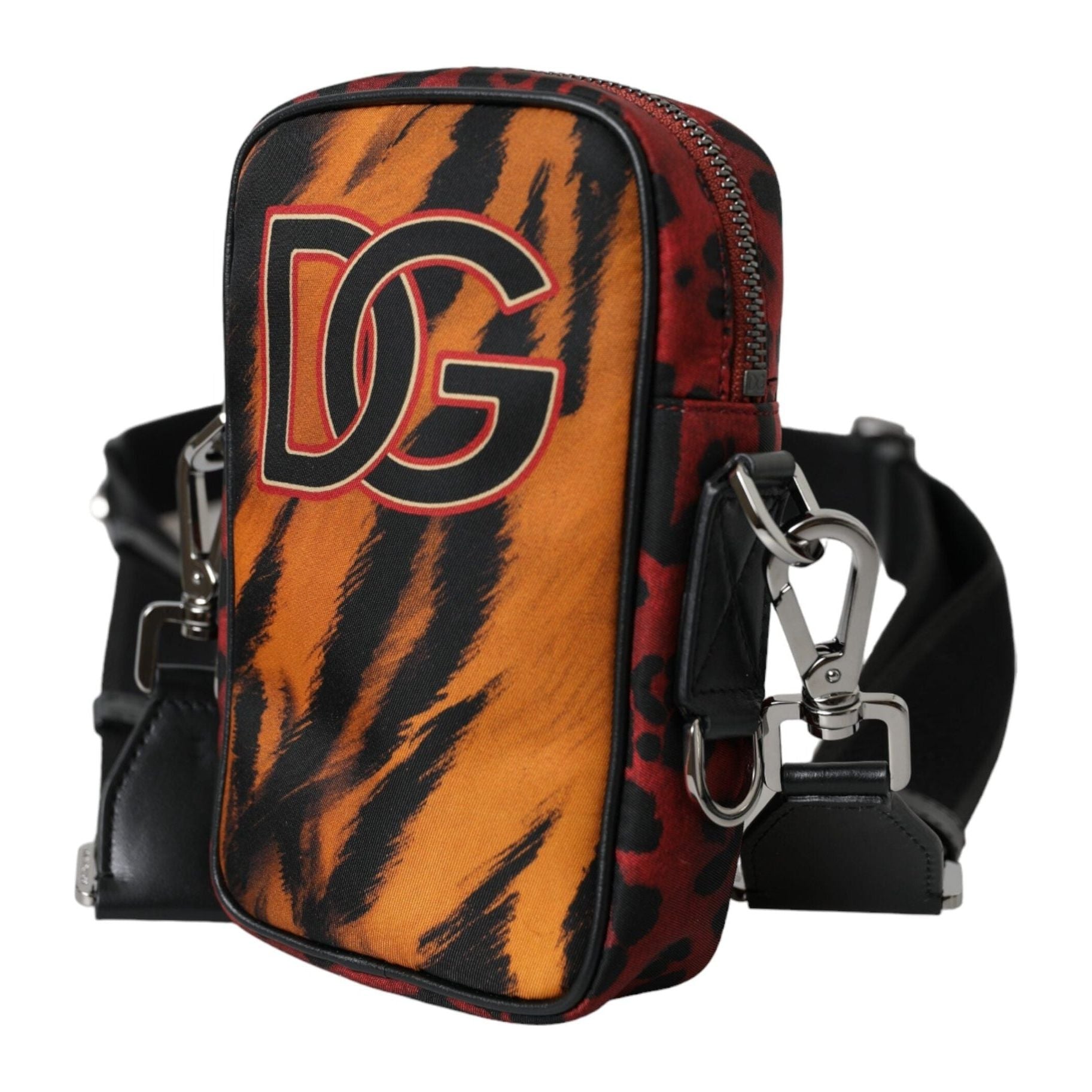 Multicolor Tiger Print Nylon Logo Cross Body Bag