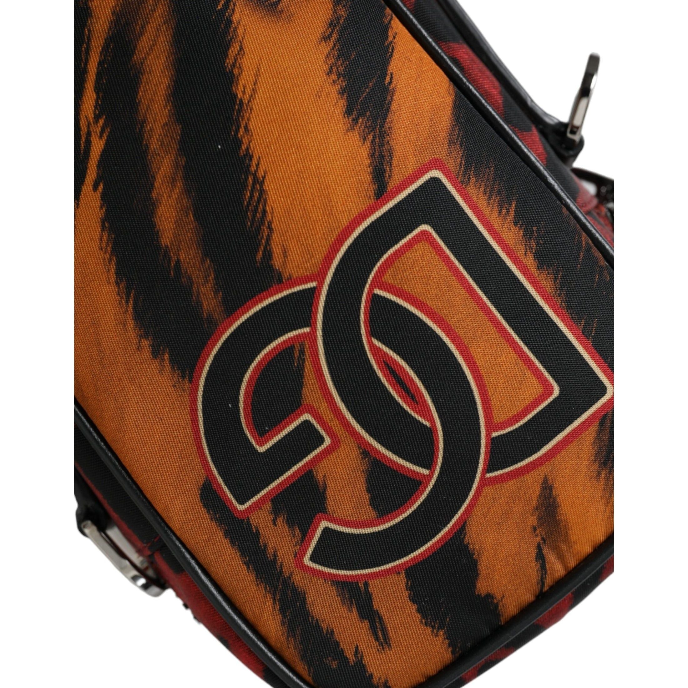 Multicolor Tiger Print Nylon Logo Cross Body Bag