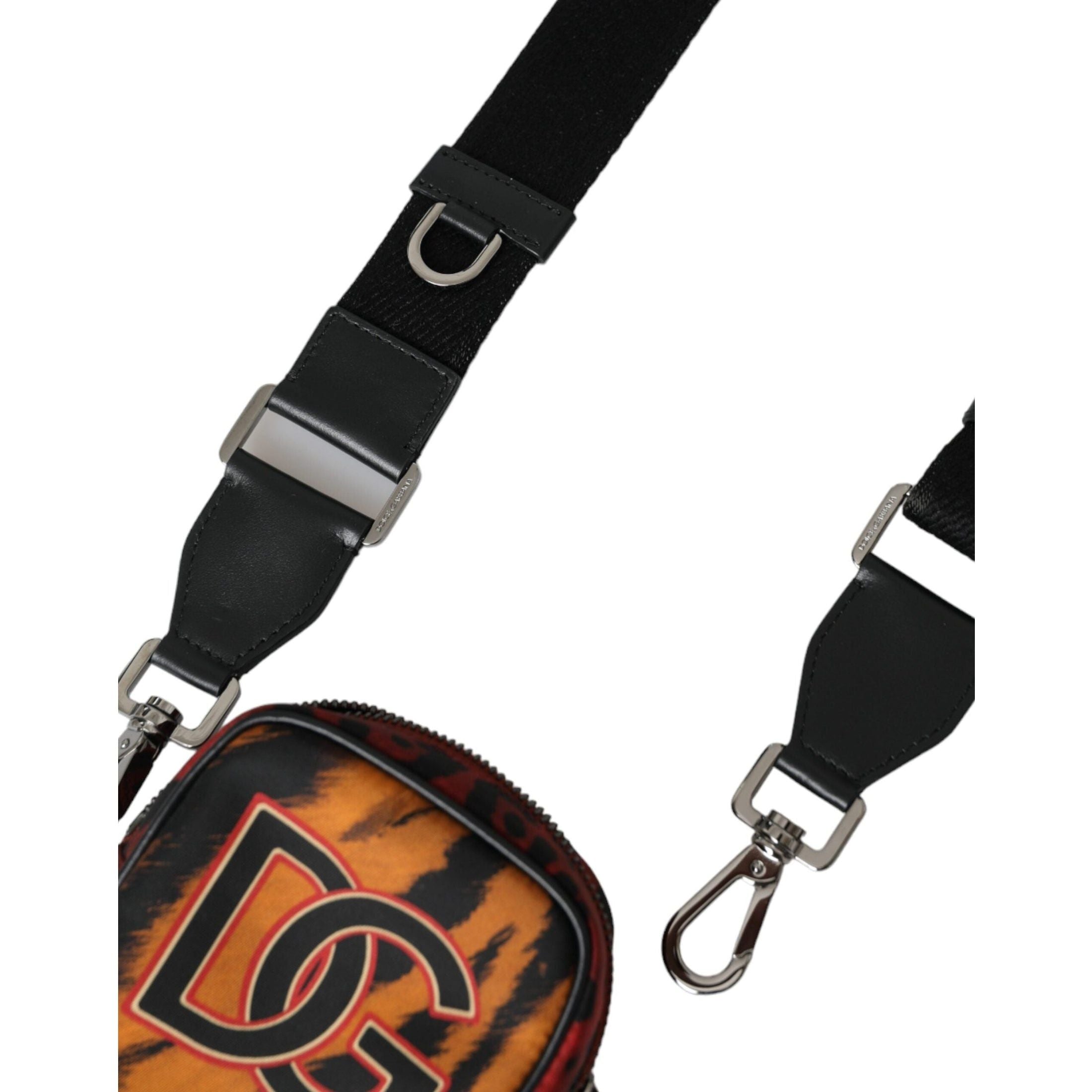 Multicolor Tiger Print Nylon Logo Cross Body Bag