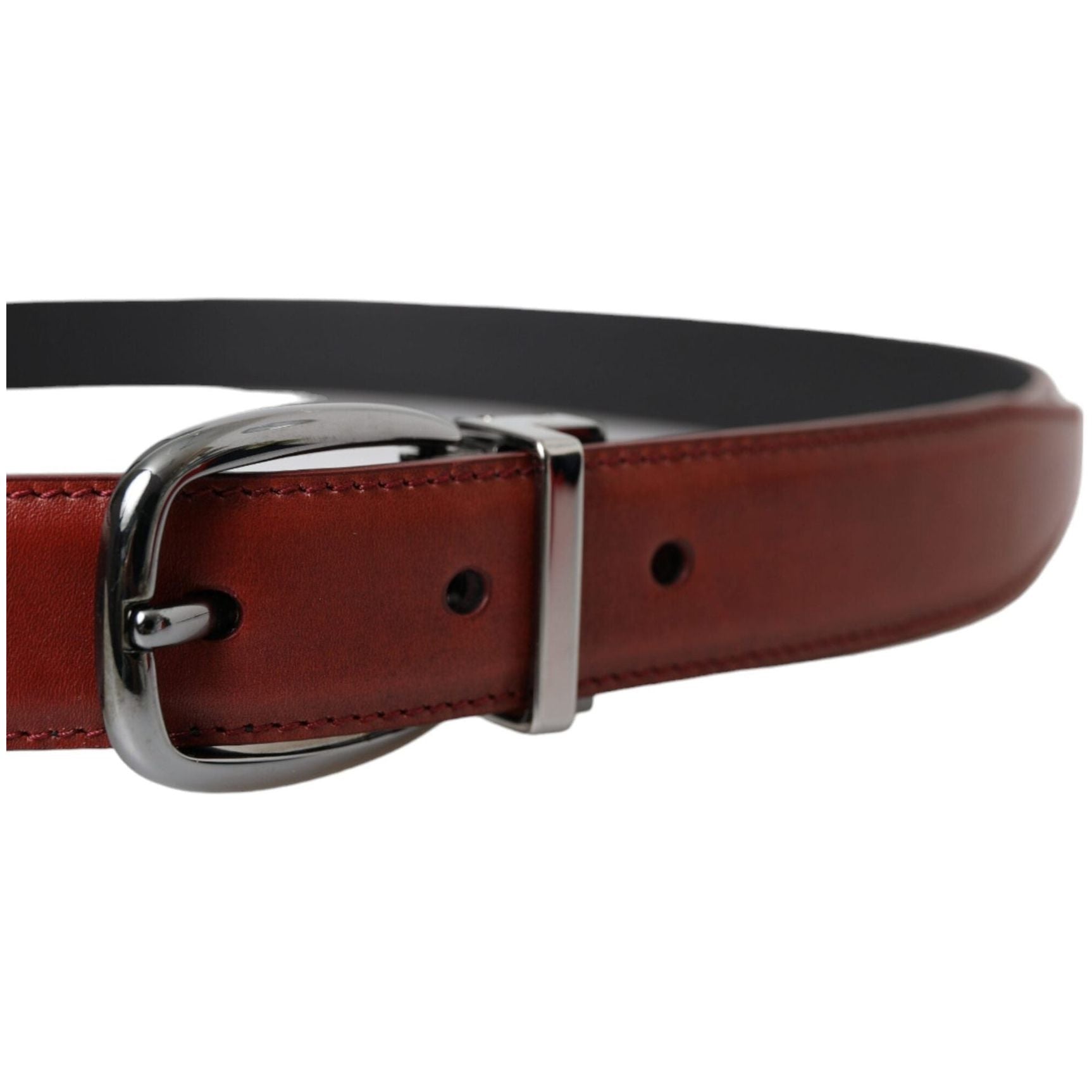 Brown Leather Silver Metal Buckle Belt Men