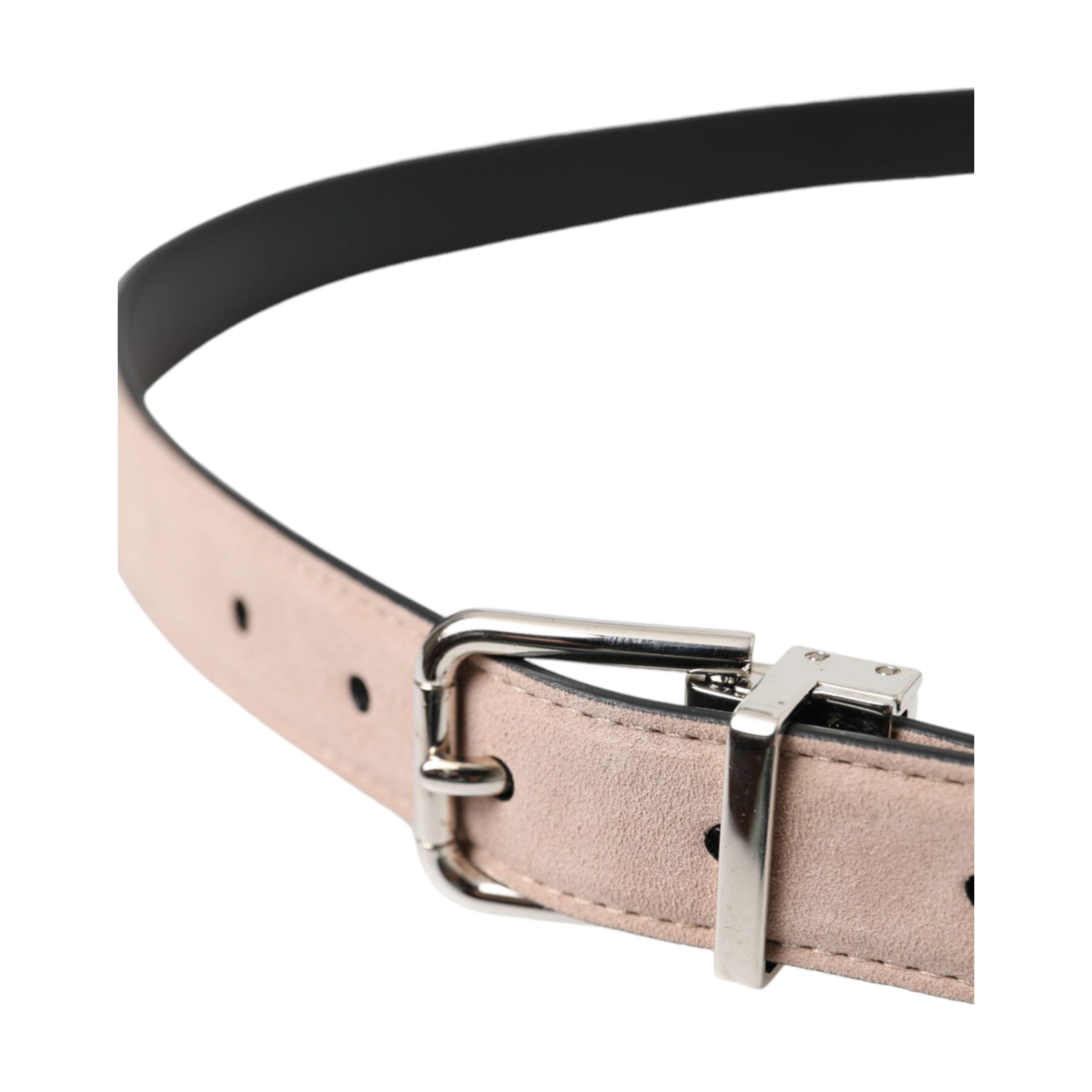 Beige Suede Leather Silver Buckle Belt Men