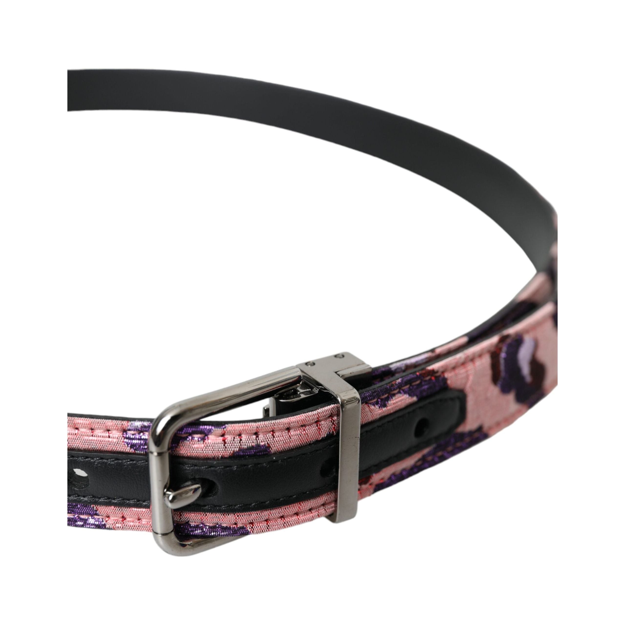 Multicolor Jacquard Leather Metal Buckle Belt