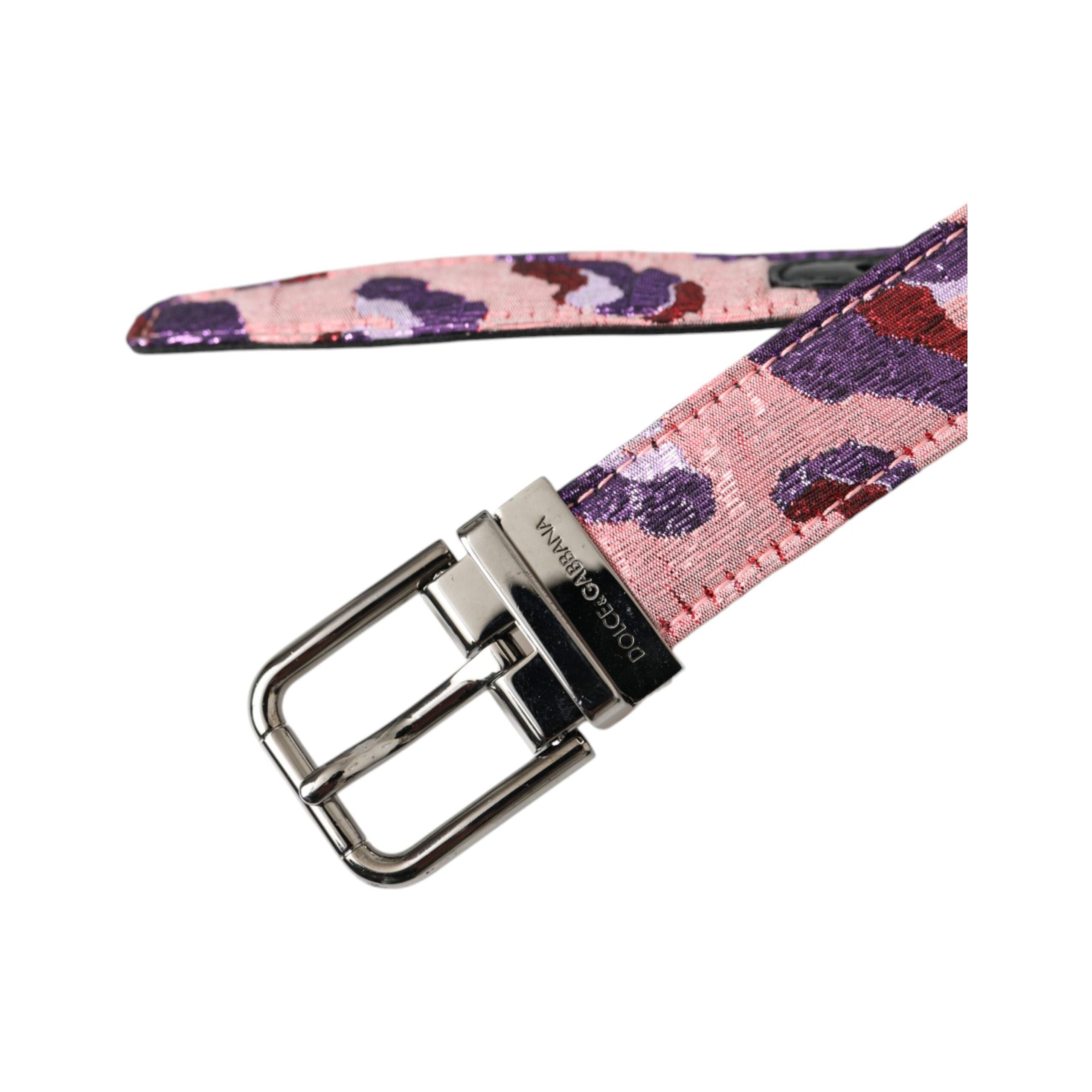 Multicolor Jacquard Leather Metal Buckle Belt