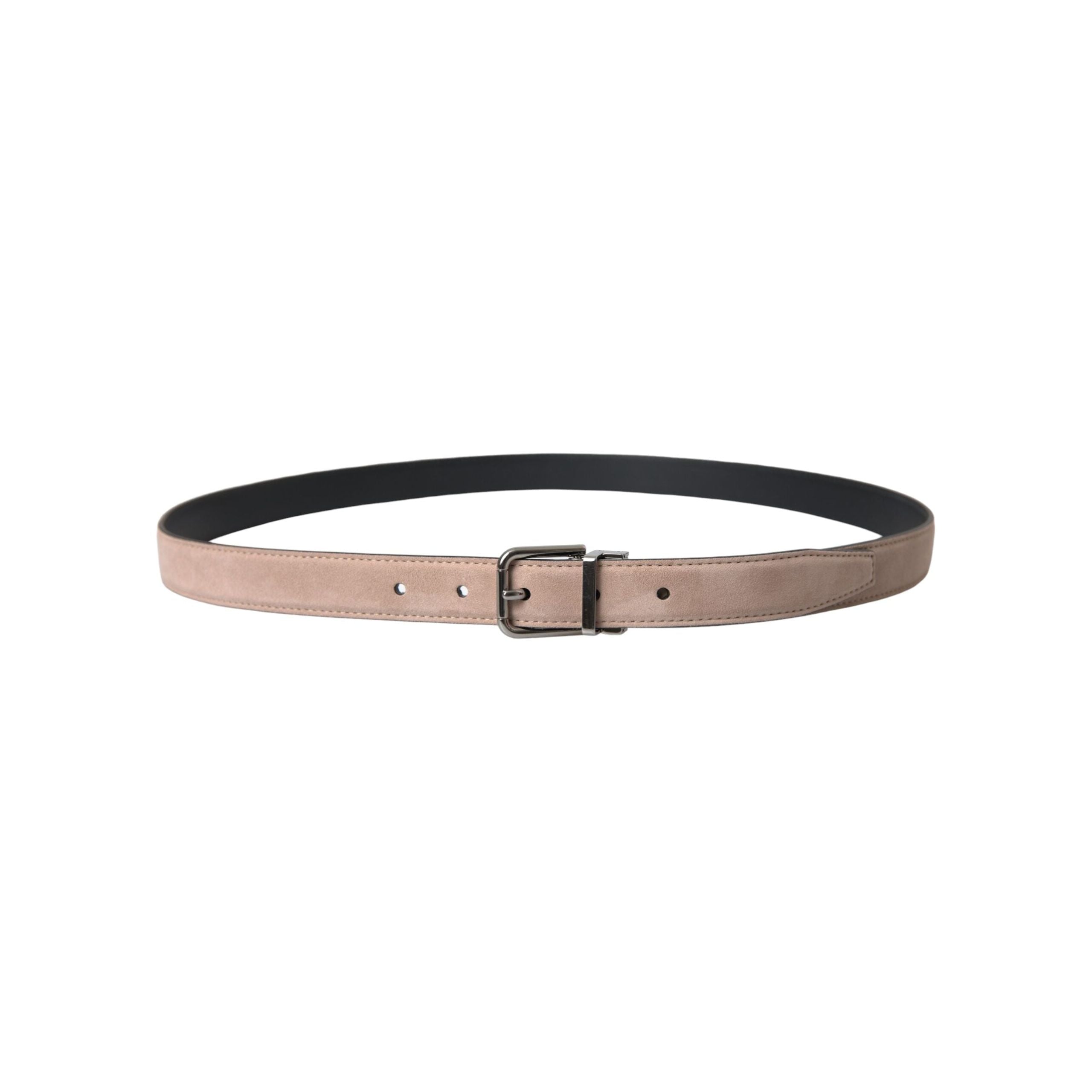 Beige Suede Leather Silver Buckle Belt Men